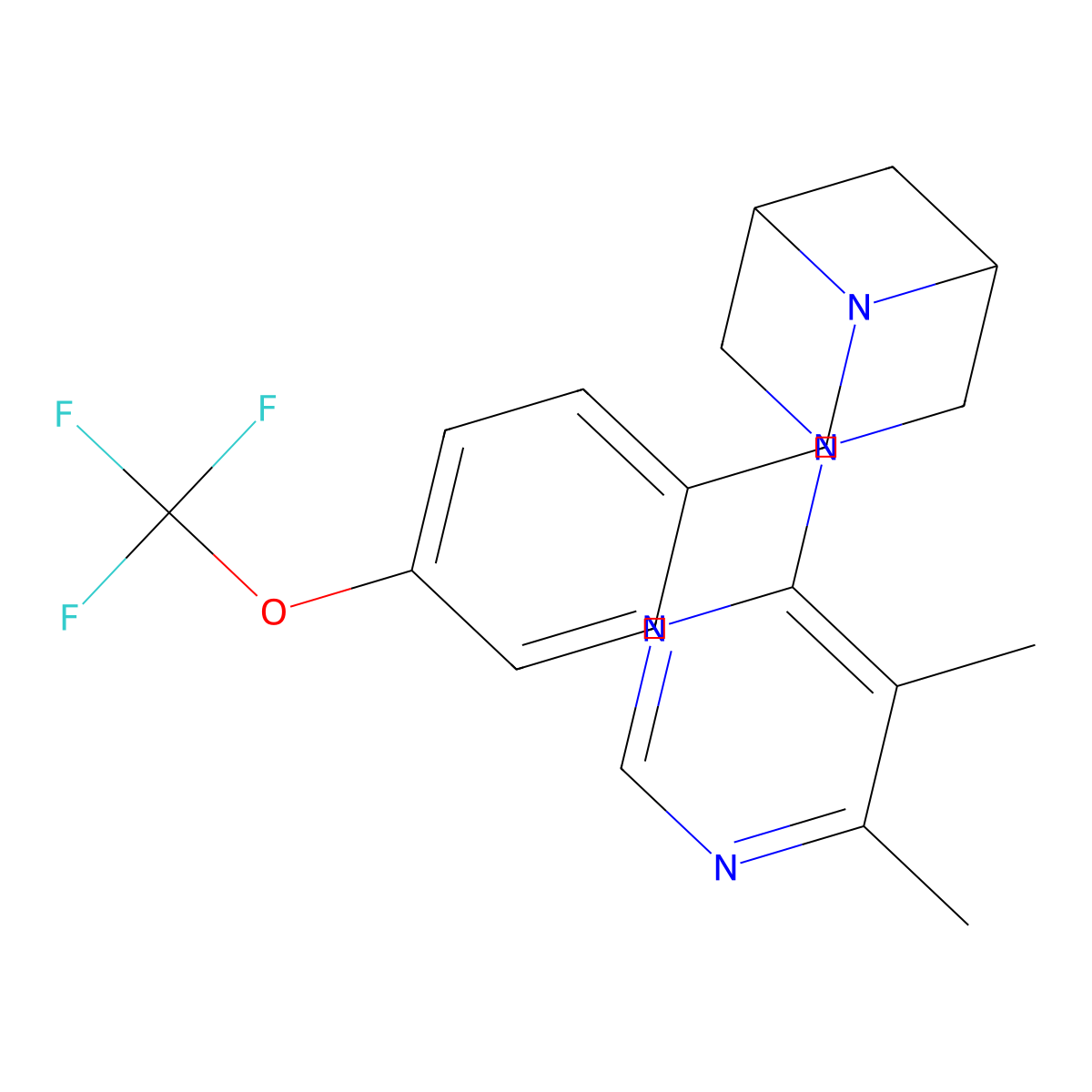 3-(5,6-Dimethylpyrimidin-4-yl)-6-{[4-(trifluoromethoxy)phenyl]methyl}-3,6-diazabicyclo[3.1.1]heptane molecular structure, CAS 3054639-24-3