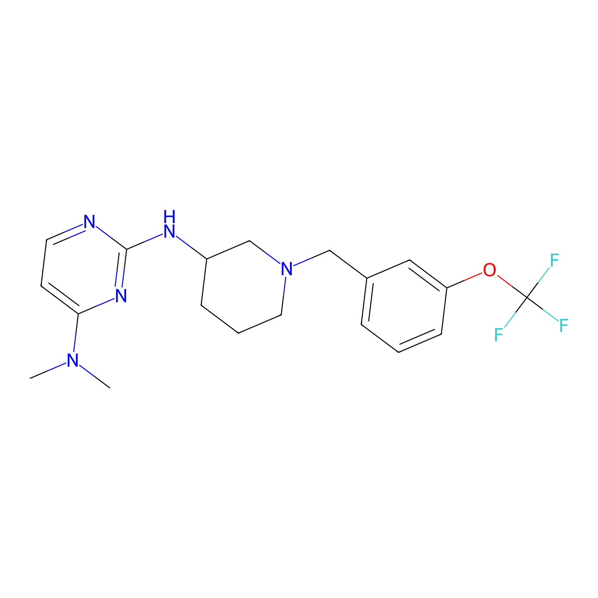 N4,N4-dimethyl-N2-(1-{[3-(trifluoromethoxy)phenyl]methyl}piperidin-3-yl)pyrimidine-2,4-diamine molecular structure, CAS 3054639-25-4