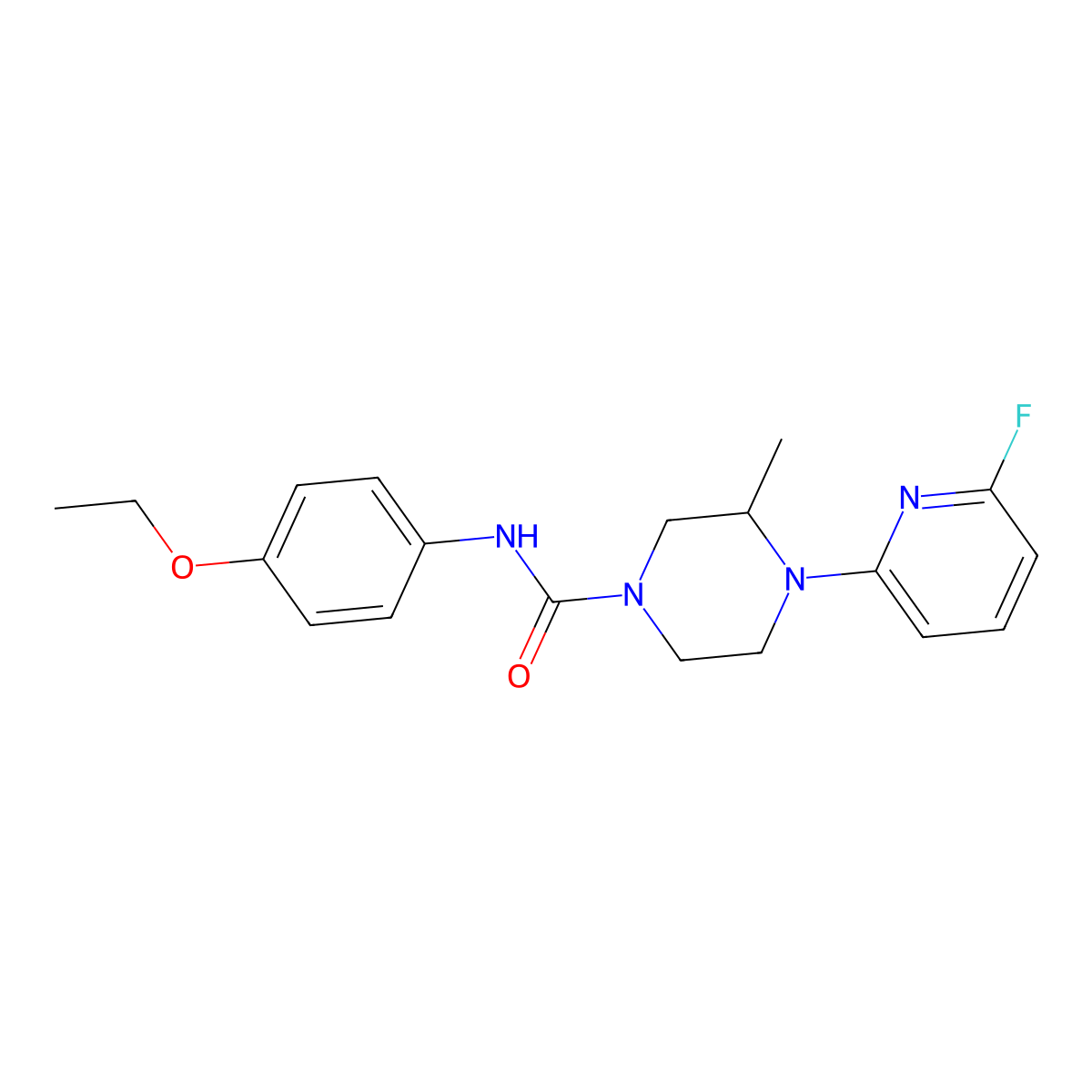 N-(4-ethoxyphenyl)-4-(6-fluoropyridin-2-yl)-3-methylpiperazine-1-carboxamide molecular structure, CAS 3054639-37-8