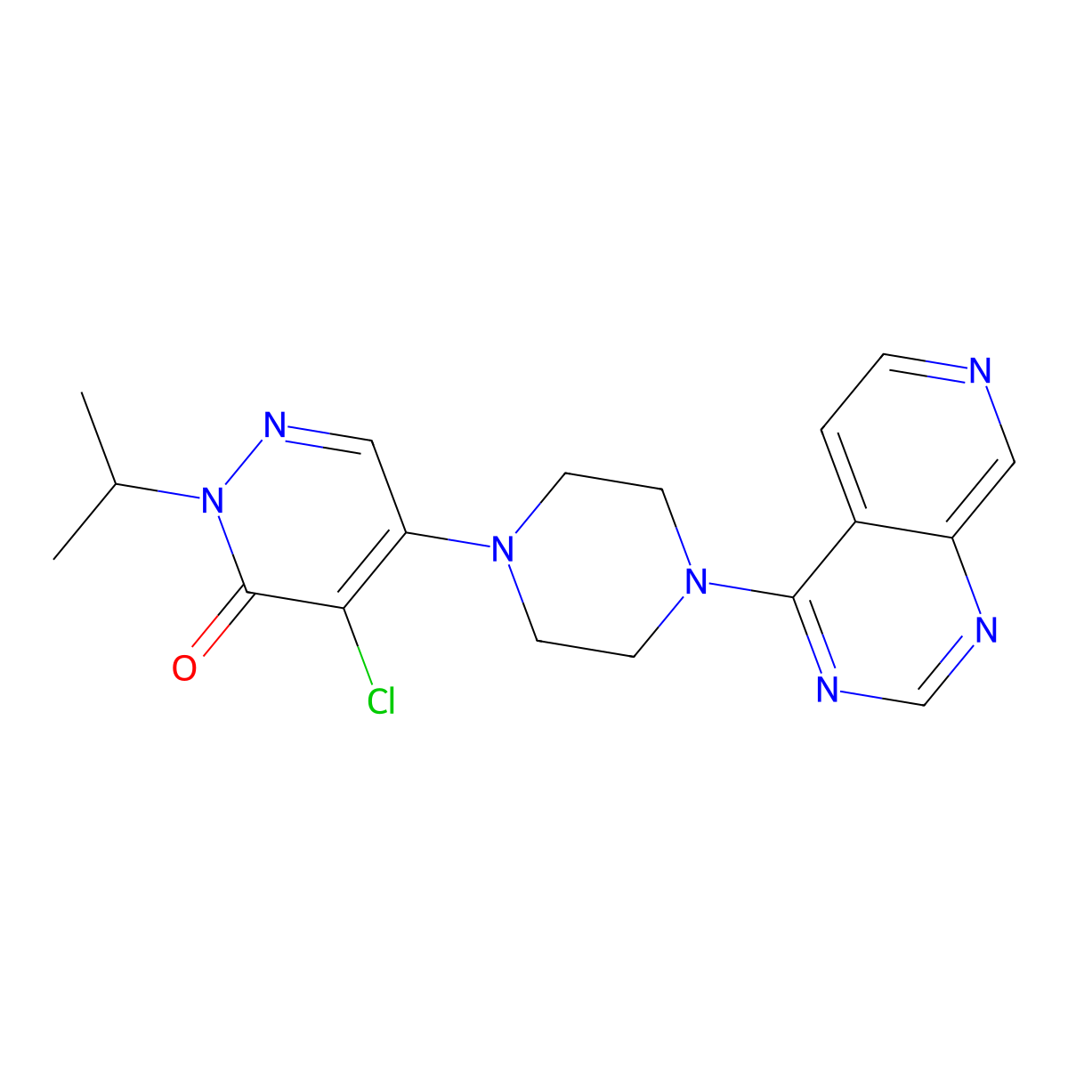 4-Chloro-2-(propan-2-yl)-5-(4-{pyrido[3,4-d]pyrimidin-4-yl}piperazin-1-yl)-2,3-dihydropyridazin-3-one molecular structure, CAS 3054639-39-0