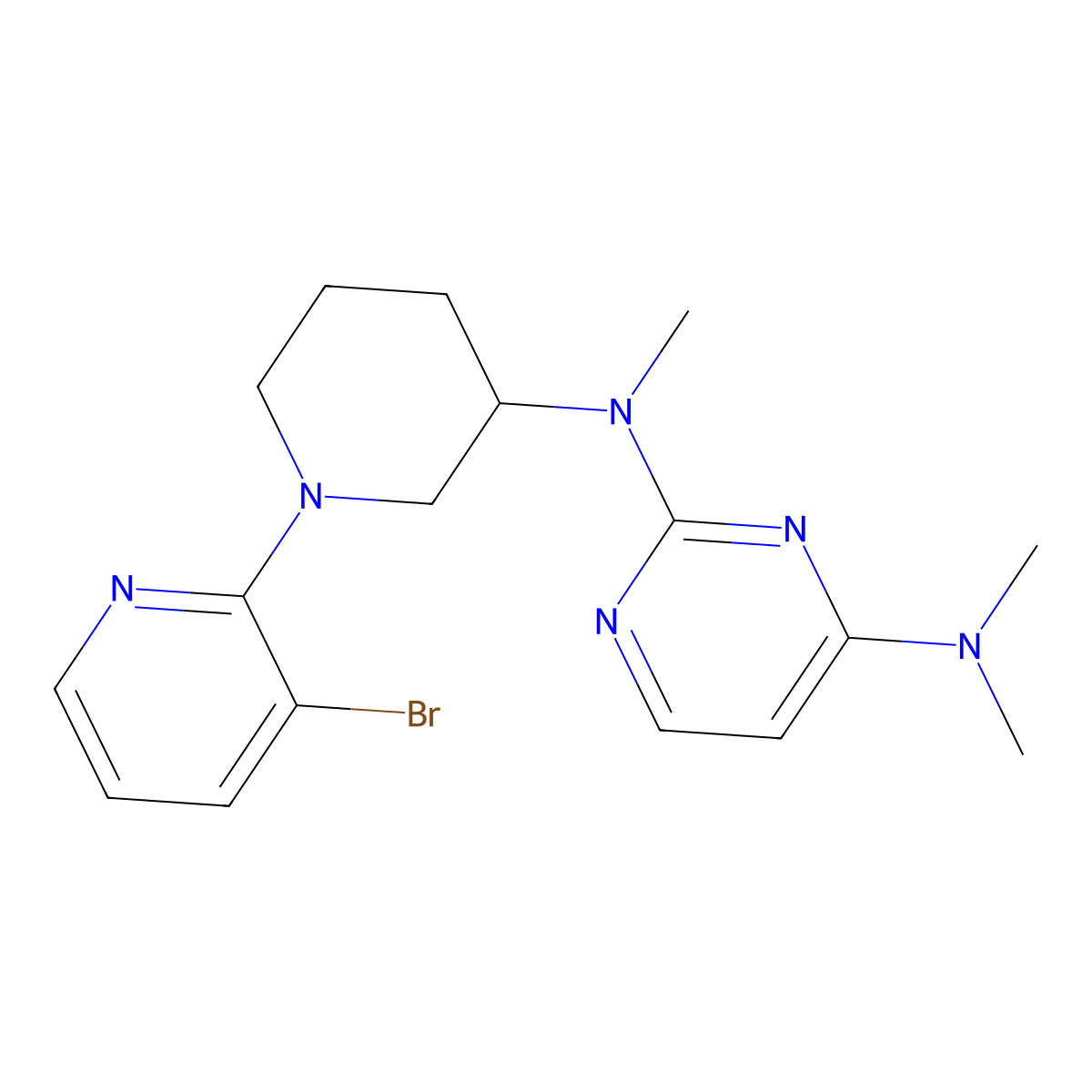 5-Bromo-2-(3-{[4-(morpholin-4-yl)pyrimidin-2-yl]amino}piperidin-1-yl)pyridine-3-carbonitrile molecular structure, CAS 3054639-42-5