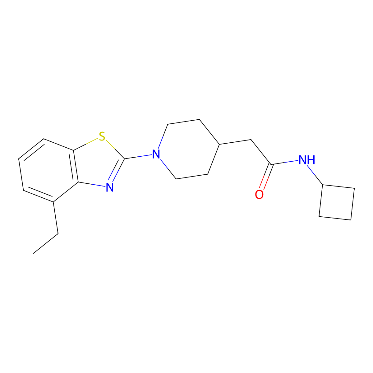 N-cyclobutyl-2-[1-(4-ethyl-1,3-benzothiazol-2-yl)piperidin-4-yl]acetamide molecular structure, CAS 3054639-44-7