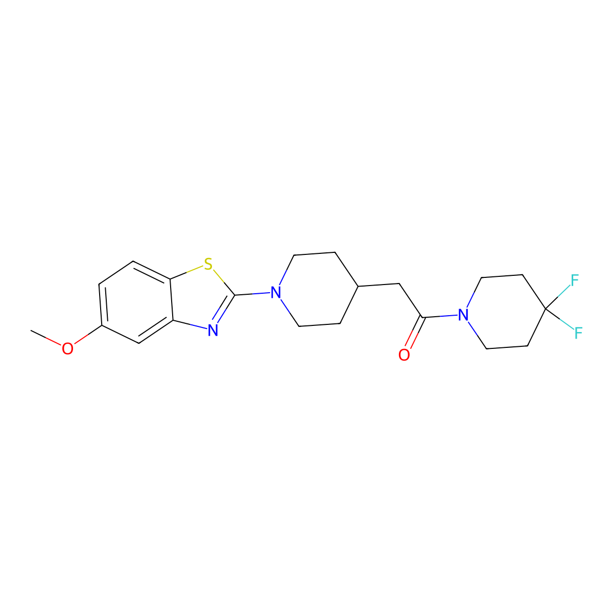 1-(4,4-Difluoropiperidin-1-yl)-2-[1-(5-methoxy-1,3-benzothiazol-2-yl)piperidin-4-yl]ethan-1-one molecular structure, CAS 3054639-46-9