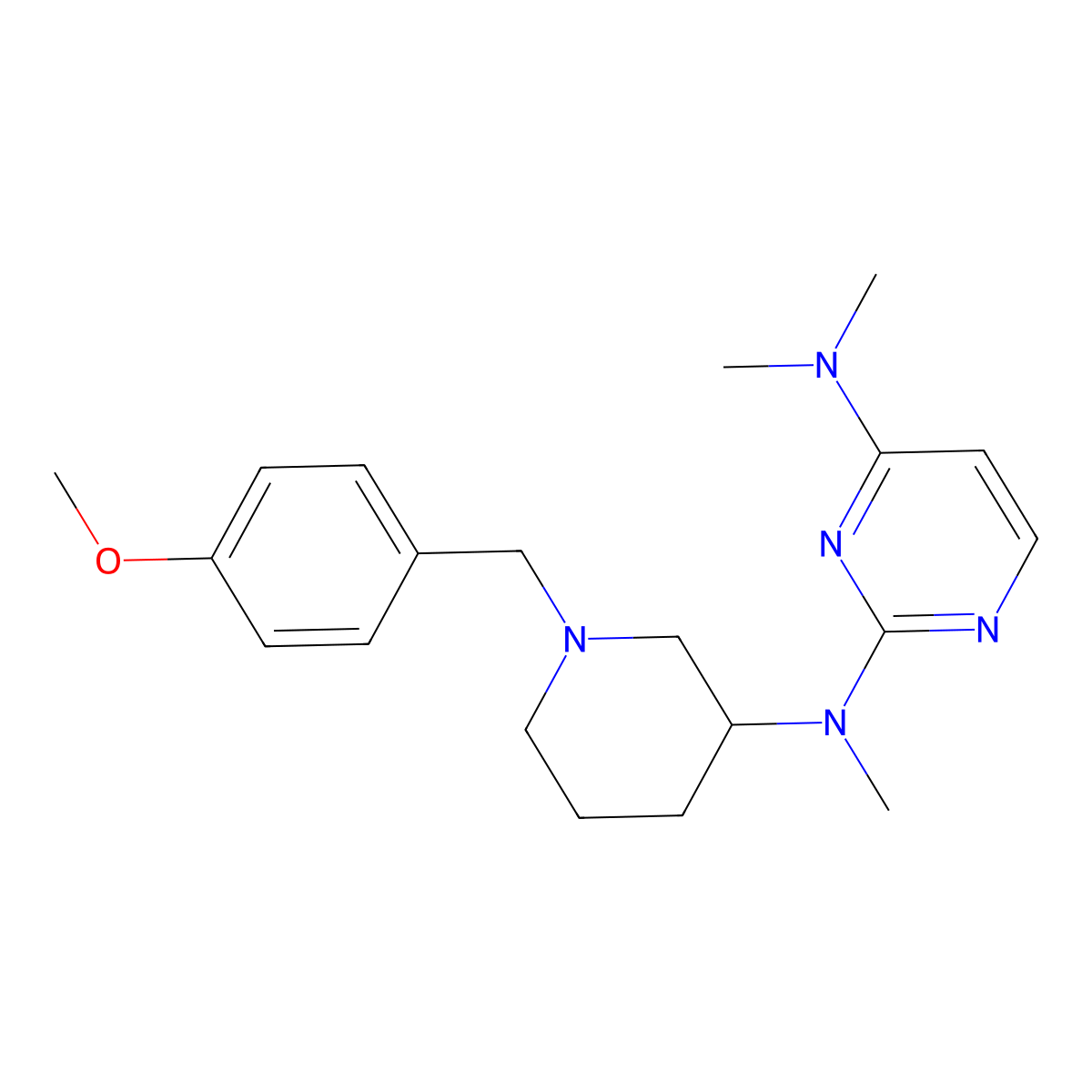 N2-{1-[(4-methoxyphenyl)methyl]piperidin-3-yl}-N2,N4,N4-trimethylpyrimidine-2,4-diamine molecular structure, CAS 3054639-48-1