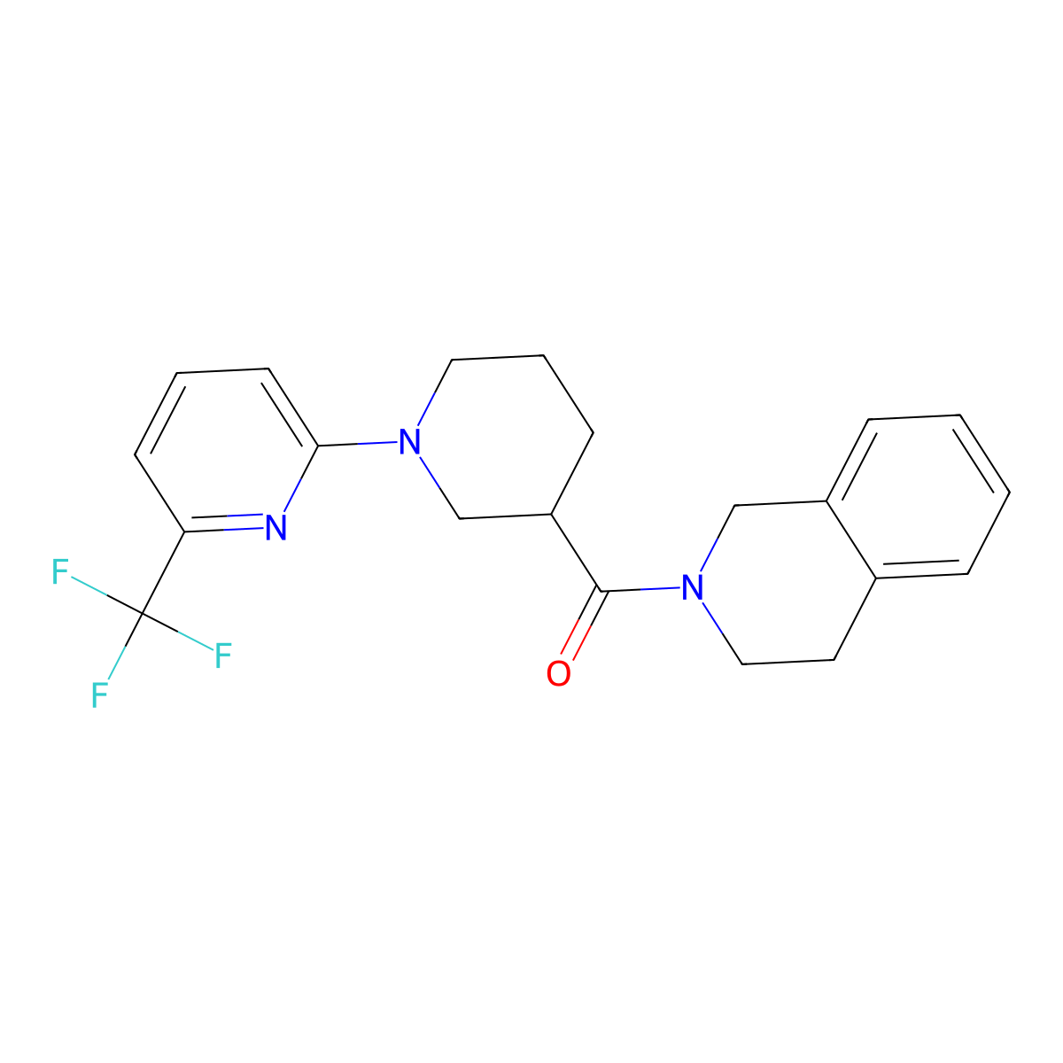 2-{1-[6-(Trifluoromethyl)pyridin-2-yl]piperidine-3-carbonyl}-1,2,3,4-tetrahydroisoquinoline molecular structure, CAS 3054639-53-8