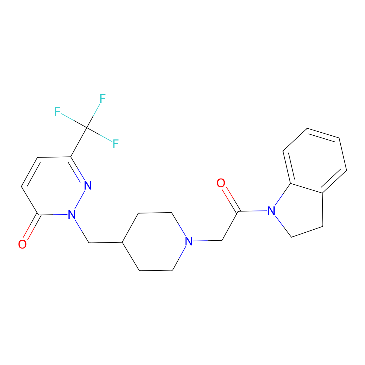 2-({1-[2-(2,3-dihydro-1H-indol-1-yl)-2-oxoethyl]piperidin-4-yl}methyl)-6-(trifluoromethyl)-2,3-dihydropyridazin-3-one molecular structure, CAS 3054639-57-2