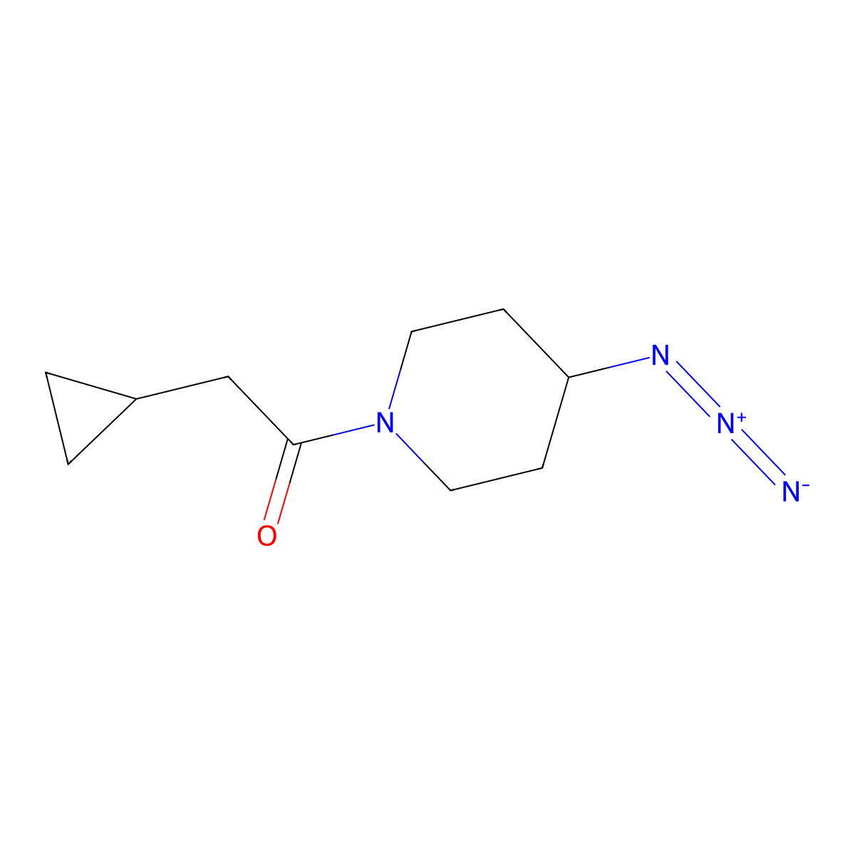1-(4-Azidopiperidin-1-yl)-2-cyclopropylethan-1-one molecular structure, CAS 3054639-62-9