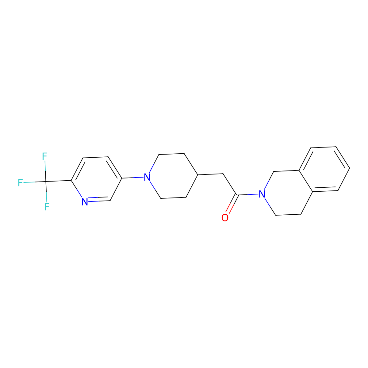 1-(1,2,3,4-Tetrahydroisoquinolin-2-yl)-2-{1-[6-(trifluoromethyl)pyridin-3-yl]piperidin-4-yl}ethan-1-one molecular structure, CAS 3054639-63-0