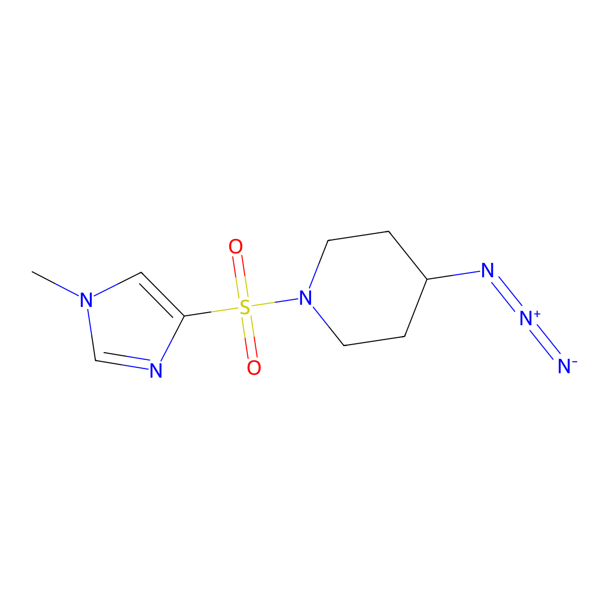 4-azido-1-[(1-methyl-1H-imidazol-4-yl)sulfonyl]piperidine molecular structure, CAS 3054639-64-1