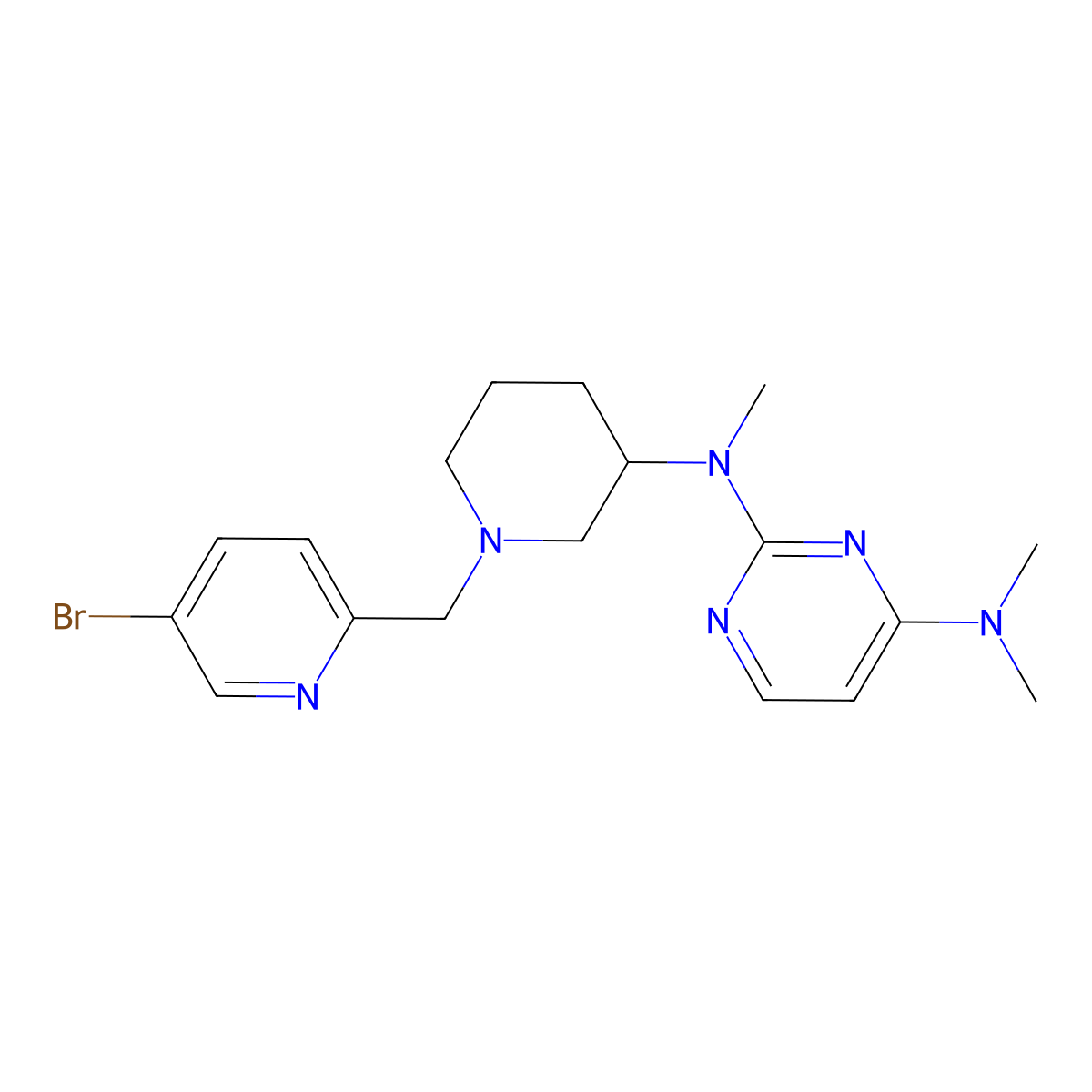N2-{1-[(5-bromopyridin-2-yl)methyl]piperidin-3-yl}-N2,N4,N4-trimethylpyrimidine-2,4-diamine molecular structure, CAS 3054639-72-1