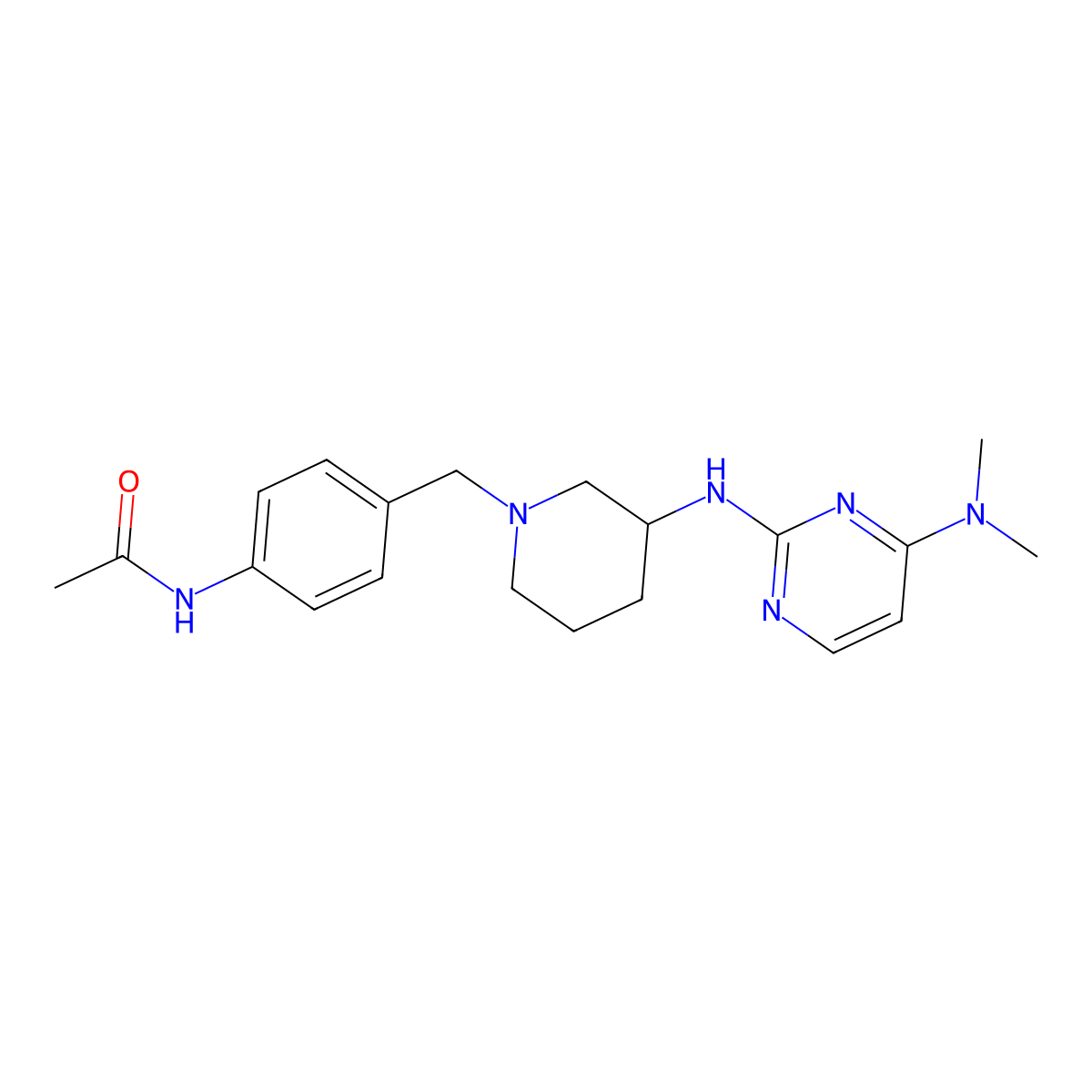 N-{4-[(3-{[4-(dimethylamino)pyrimidin-2-yl]amino}piperidin-1-yl)methyl]phenyl}acetamide molecular structure, CAS 3054639-75-4
