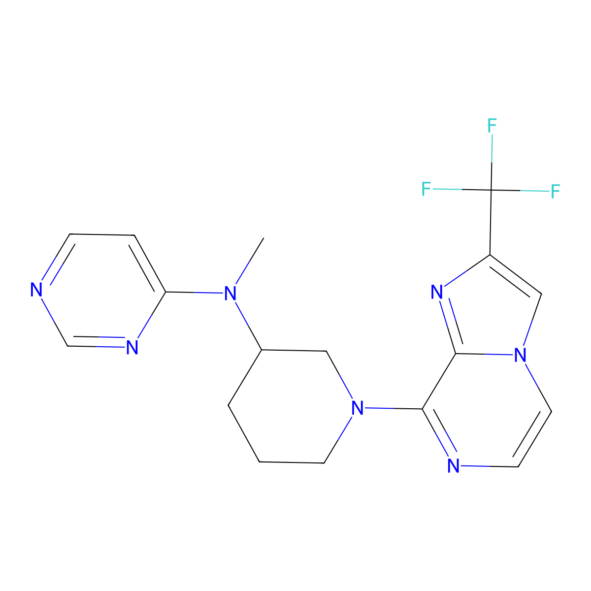 N-methyl-N-{1-[2-(trifluoromethyl)imidazo[1,2-a]pyrazin-8-yl]piperidin-3-yl}pyrimidin-4-amine molecular structure, CAS 3054639-77-6