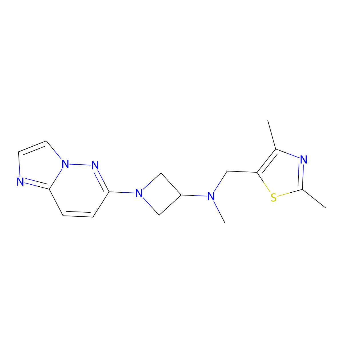 N-[(2,4-dimethyl-1,3-thiazol-5-yl)methyl]-1-{imidazo[1,2-b]pyridazin-6-yl}-N-methylazetidin-3-amine molecular structure, CAS 3054639-81-2