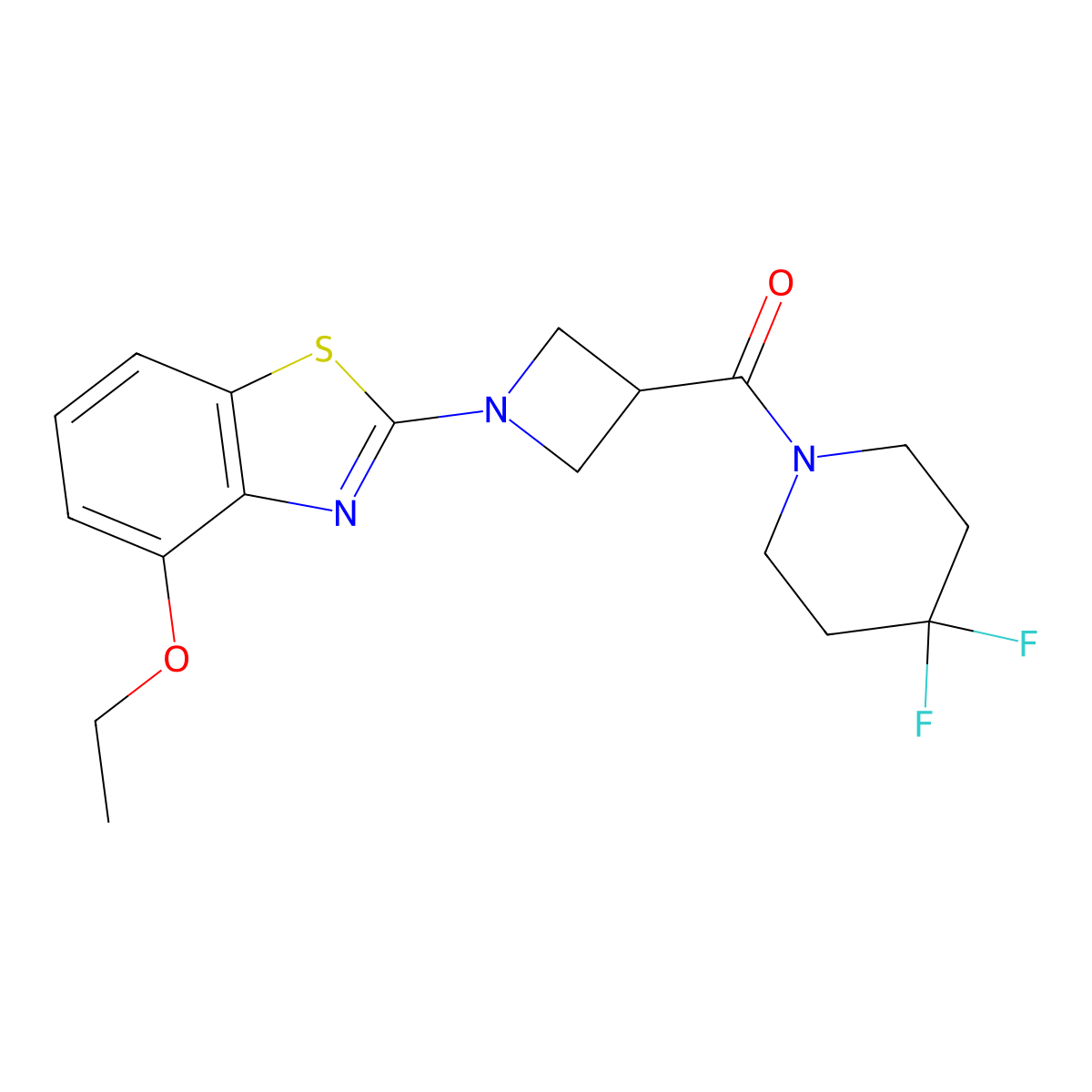 2-[3-(4,4-Difluoropiperidine-1-carbonyl)azetidin-1-yl]-4-ethoxy-1,3-benzothiazole molecular structure, CAS 3054639-89-0