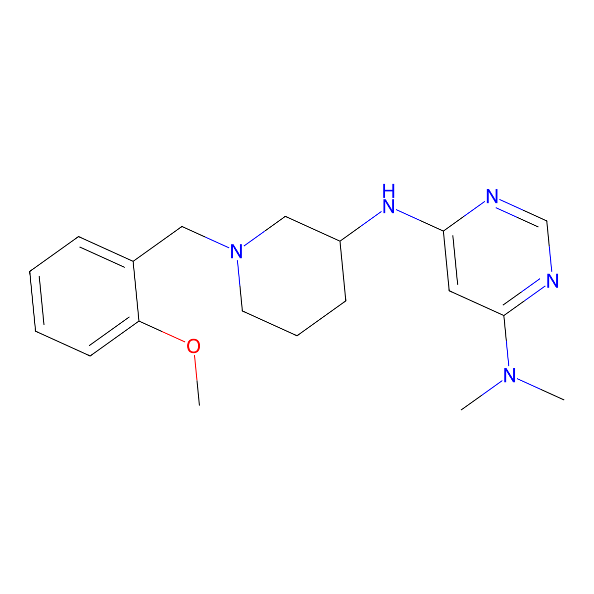 N6-{1-[(2-methoxyphenyl)methyl]piperidin-3-yl}-N4,N4-dimethylpyrimidine-4,6-diamine molecular structure, CAS 3054639-94-7