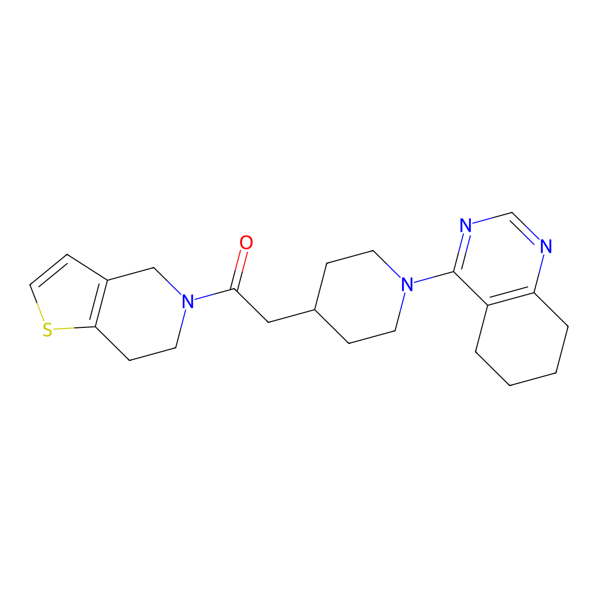 2-[1-(5,6,7,8-tetrahydroquinazolin-4-yl)piperidin-4-yl]-1-{4H,5H,6H,7H-thieno[3,2-c]pyridin-5-yl}ethan-1-one molecular structure, CAS 3054639-98-1