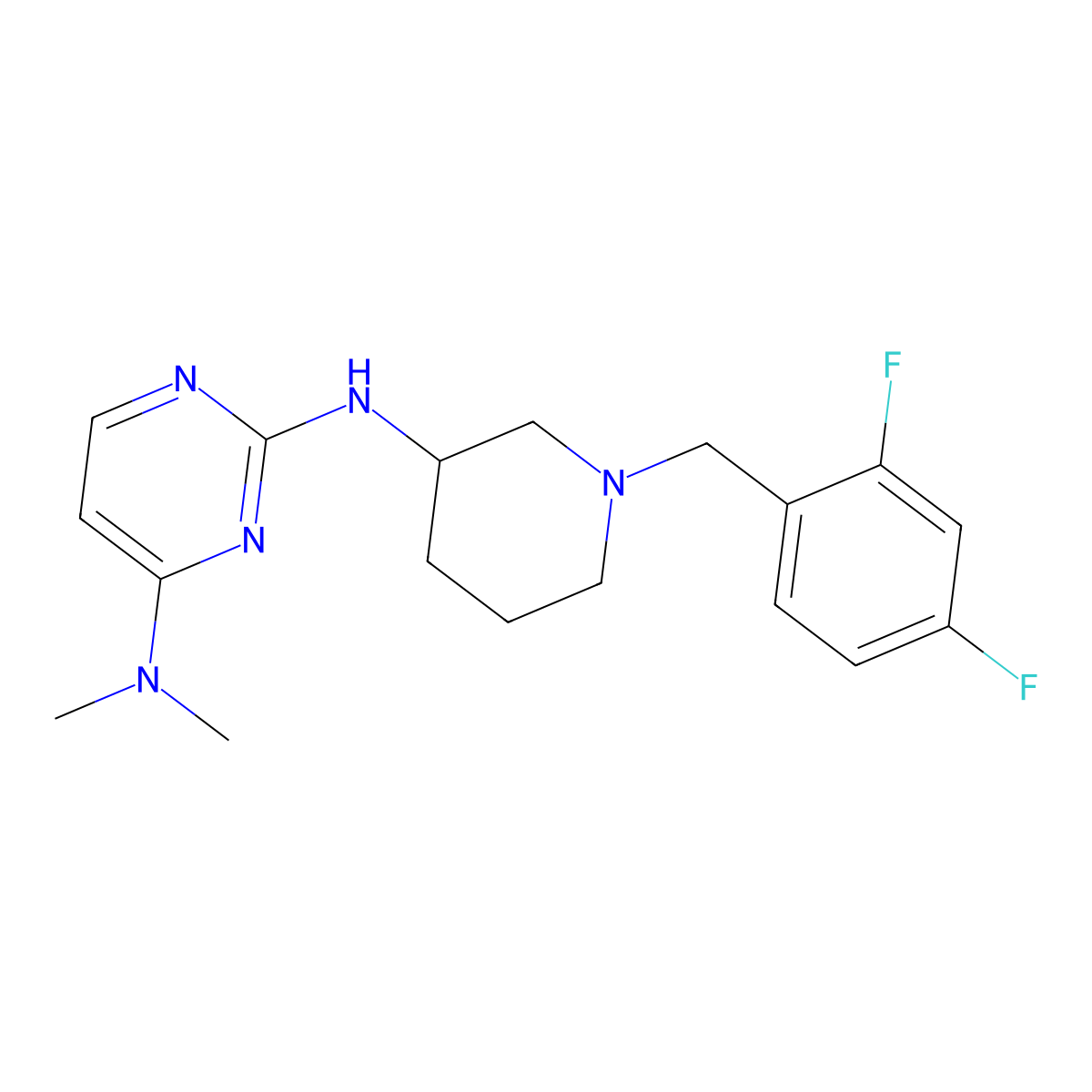 N2-{1-[(2,4-difluorophenyl)methyl]piperidin-3-yl}-N4,N4-dimethylpyrimidine-2,4-diamine molecular structure, CAS 3054640-02-4