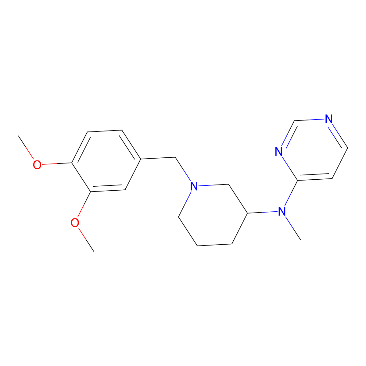 N-{1-[(3,4-dimethoxyphenyl)methyl]piperidin-3-yl}-N-methylpyrimidin-4-amine molecular structure, CAS 3054640-11-5