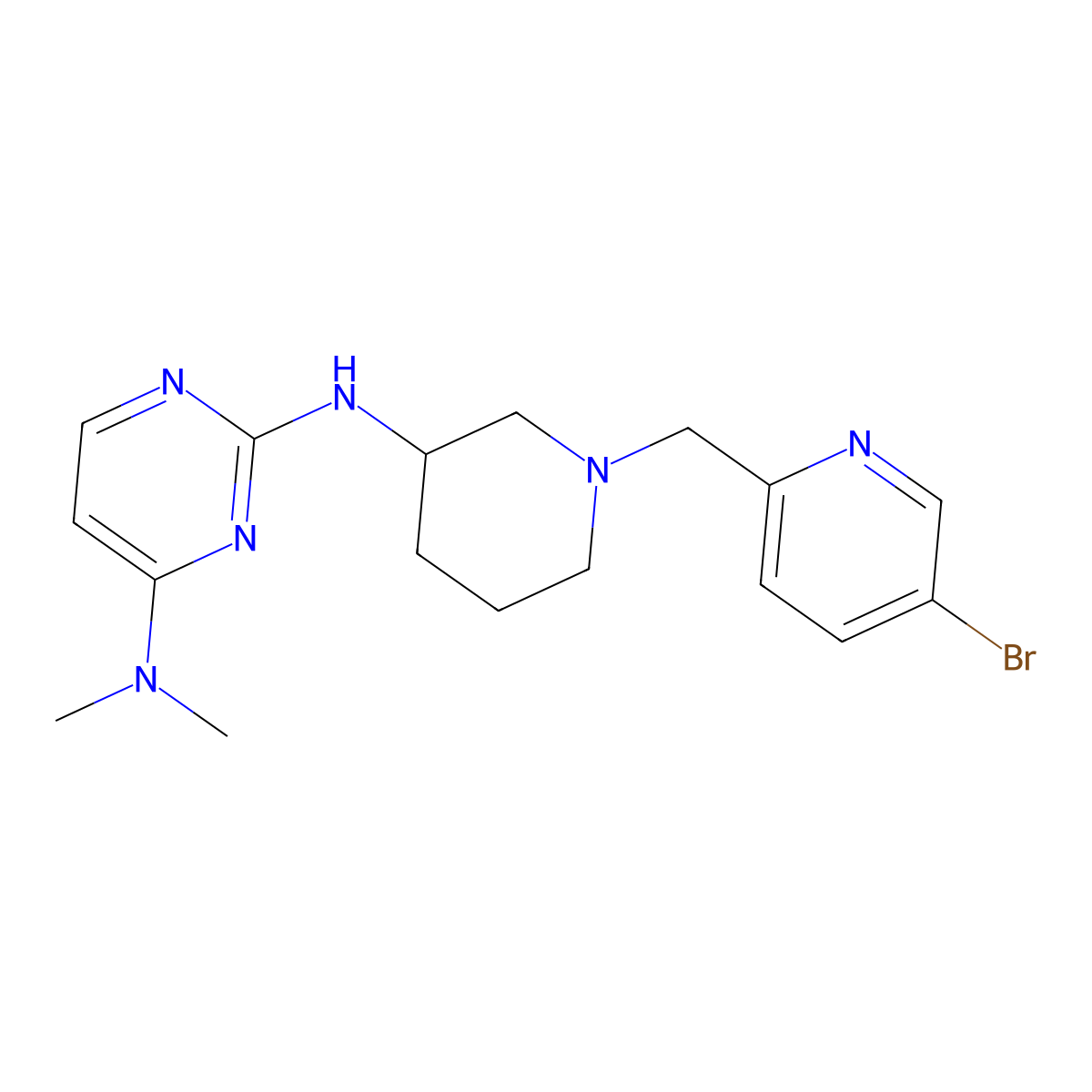 N2-{1-[(5-bromopyridin-2-yl)methyl]piperidin-3-yl}-N4,N4-dimethylpyrimidine-2,4-diamine molecular structure, CAS 3054640-12-6