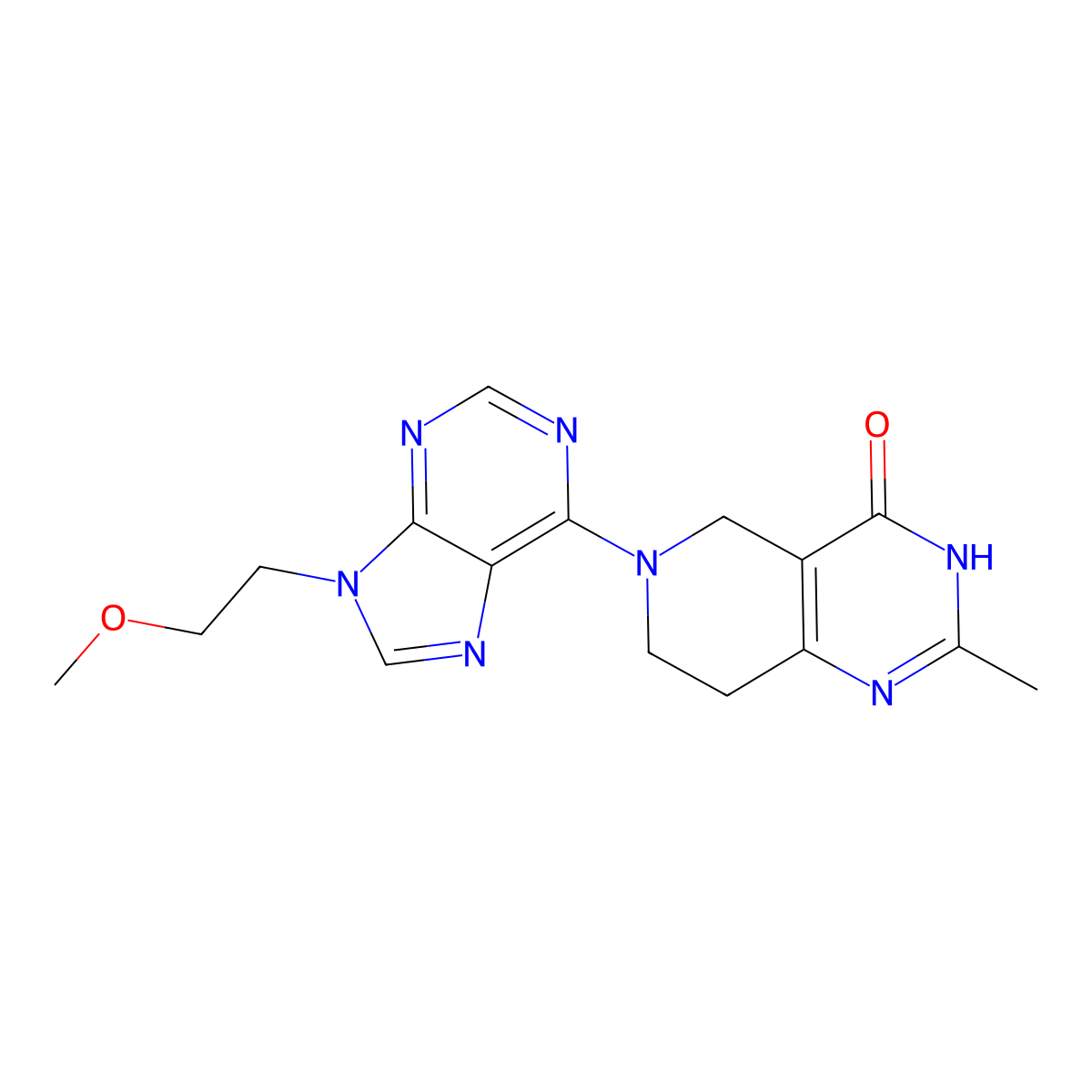 6-[9-(2-methoxyethyl)-9H-purin-6-yl]-2-methyl-3H,4H,5H,6H,7H,8H-pyrido[4,3-d]pyrimidin-4-one molecular structure, CAS 3054640-17-1