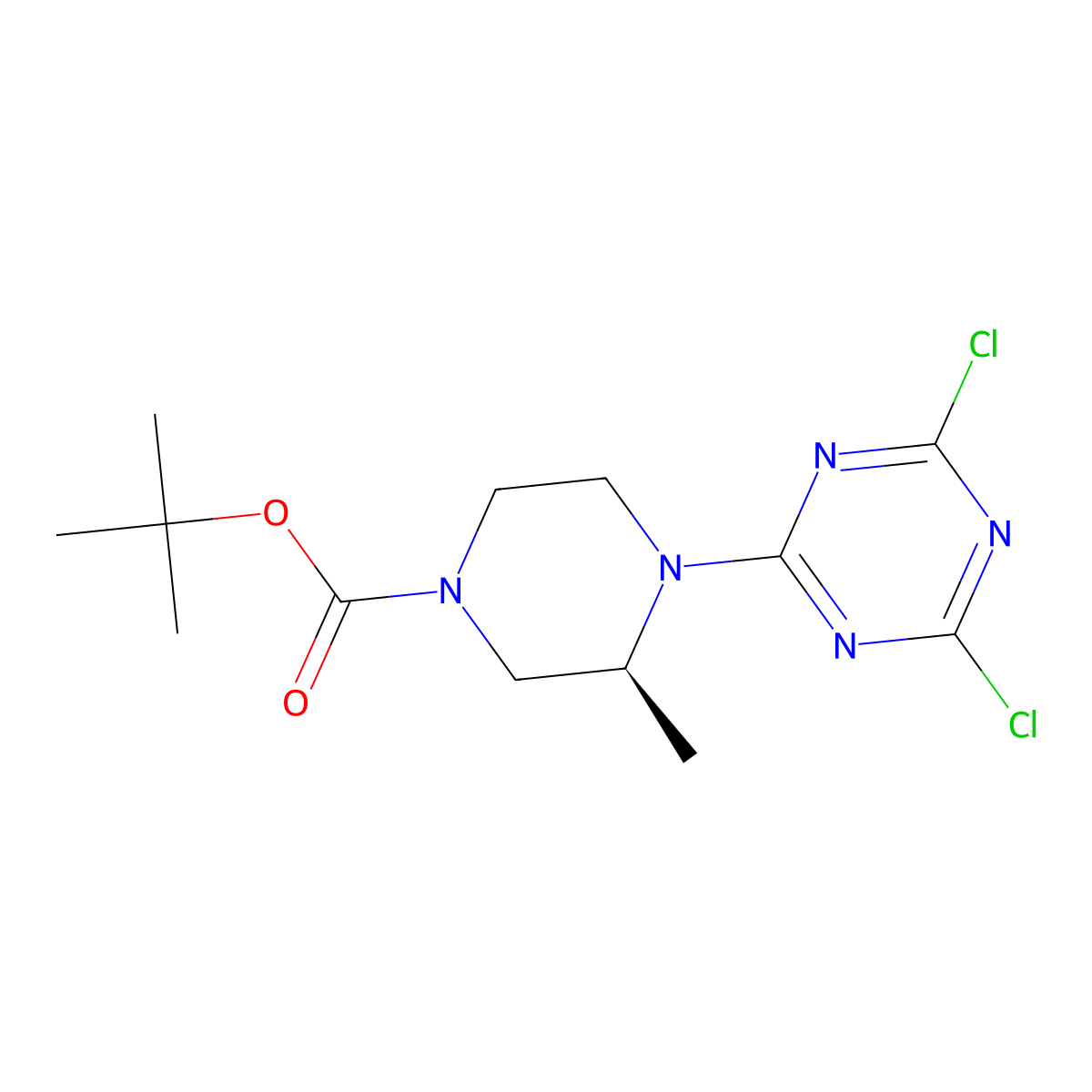 tert-butyl (3S)-4-(4,6-dichloro-1,3,5-triazin-2-yl)-3-methylpiperazine-1-carboxylate molecular structure, CAS 3054641-13-0