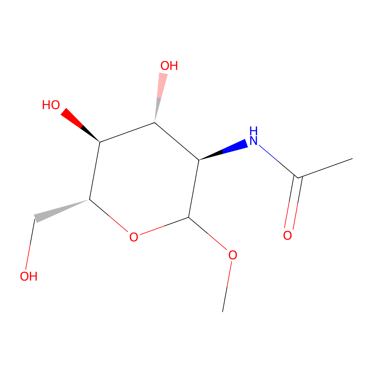 Methyl 2-(acetylamino)-2-deoxy-D-glucopyranoside molecular structure, CAS 3055-46-7