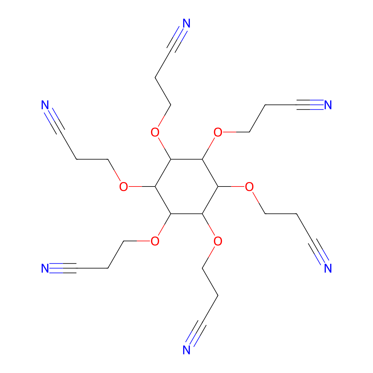 1,2,3,4,5,6-Hexakis-O-(2-cyanoethyl)inositol molecular structure, CAS 3055-84-3