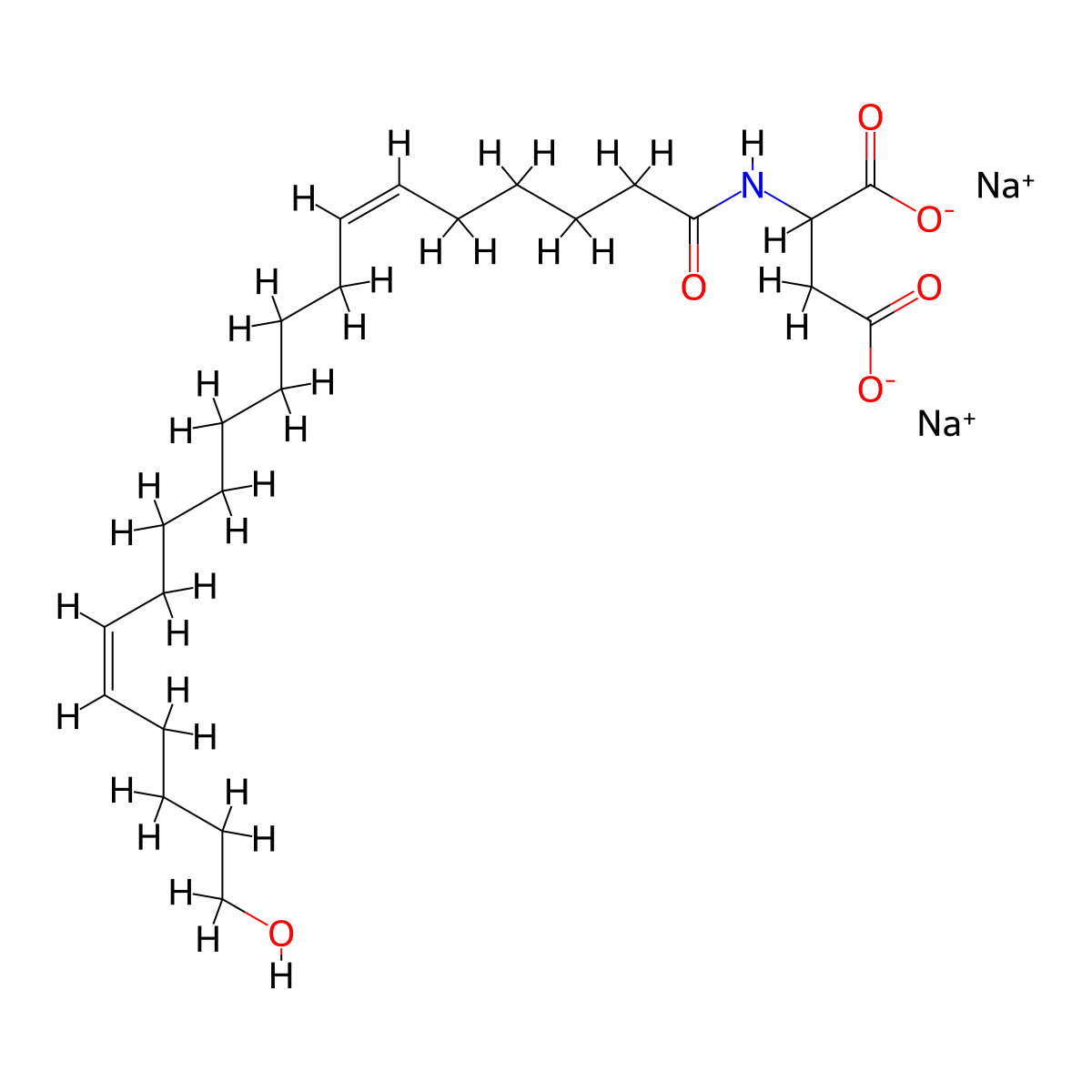 disodium;2-[[(6Z,15Z)-20-hydroxyicosa-6,15-dienoyl]amino]butanedioate molecular structure, CAS 3055022-23-3