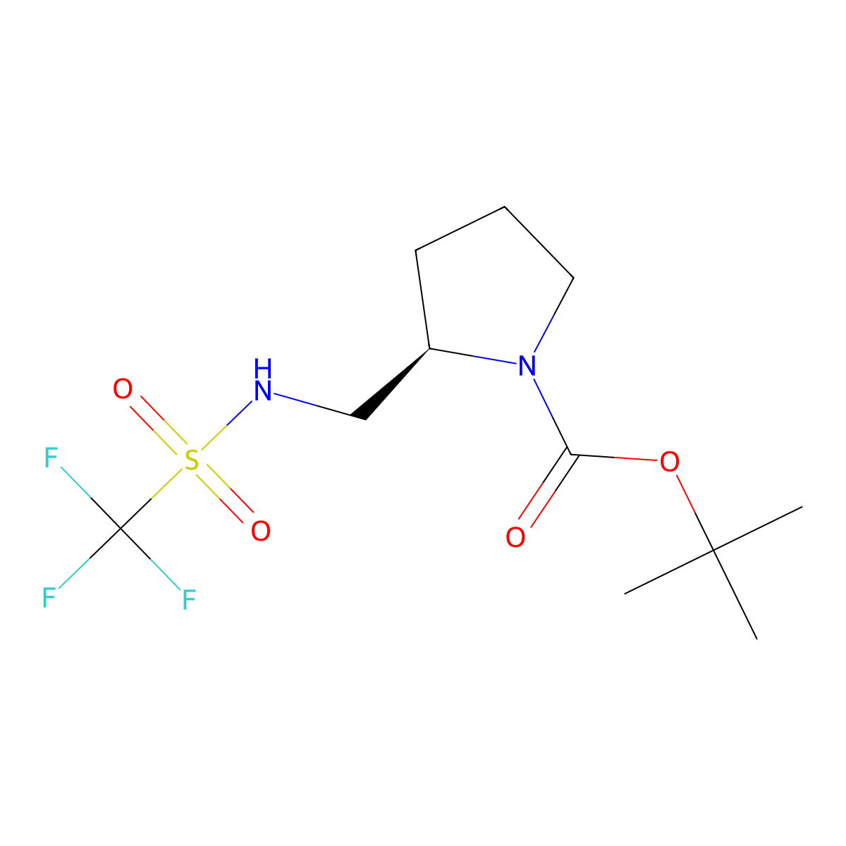 tert-Butyl (R)-2-(((trifluoromethyl)sulfonamido)methyl)pyrrolidine-1-carboxylate molecular structure, CAS 3055240-95-1
