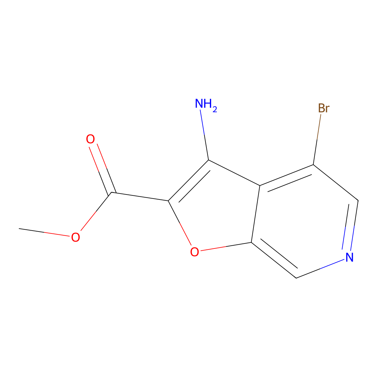 Methyl 3-amino-4-bromofuro[2,3-c]pyridine-2-carboxylate molecular structure, CAS 3055733-39-3