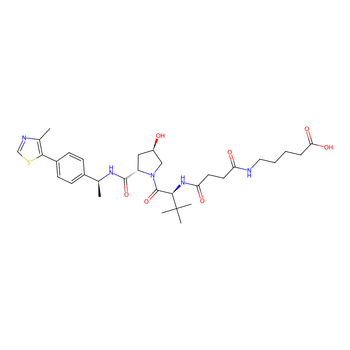 5-(4-(((S)-1-((2S,4R)-4-Hydroxy-2-(((S)-1-(4-(4-methylthiazol-5-YL)phenyl)ethyl)carbamoyl)pyrrolidin-1-YL)-3,3-dimethyl-1-oxobutan-2-YL)amino)-4-oxobutanamido)pentanoic acid molecular structure, CAS 3055739-87-9