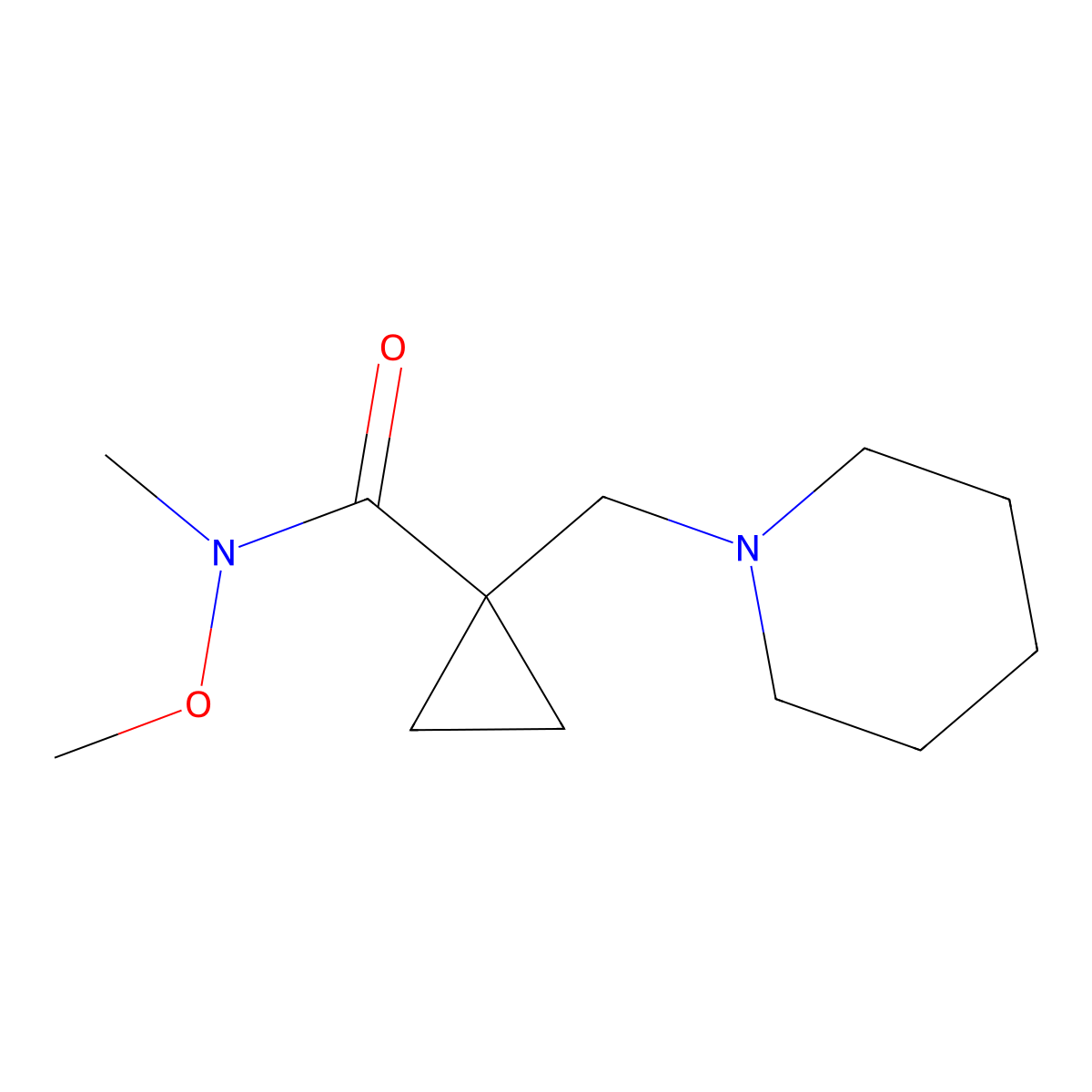 N-Methoxy-N-methyl-1-(piperidin-1-ylmethyl)cyclopropane-1-carboxamide molecular structure, CAS 3055769-59-7