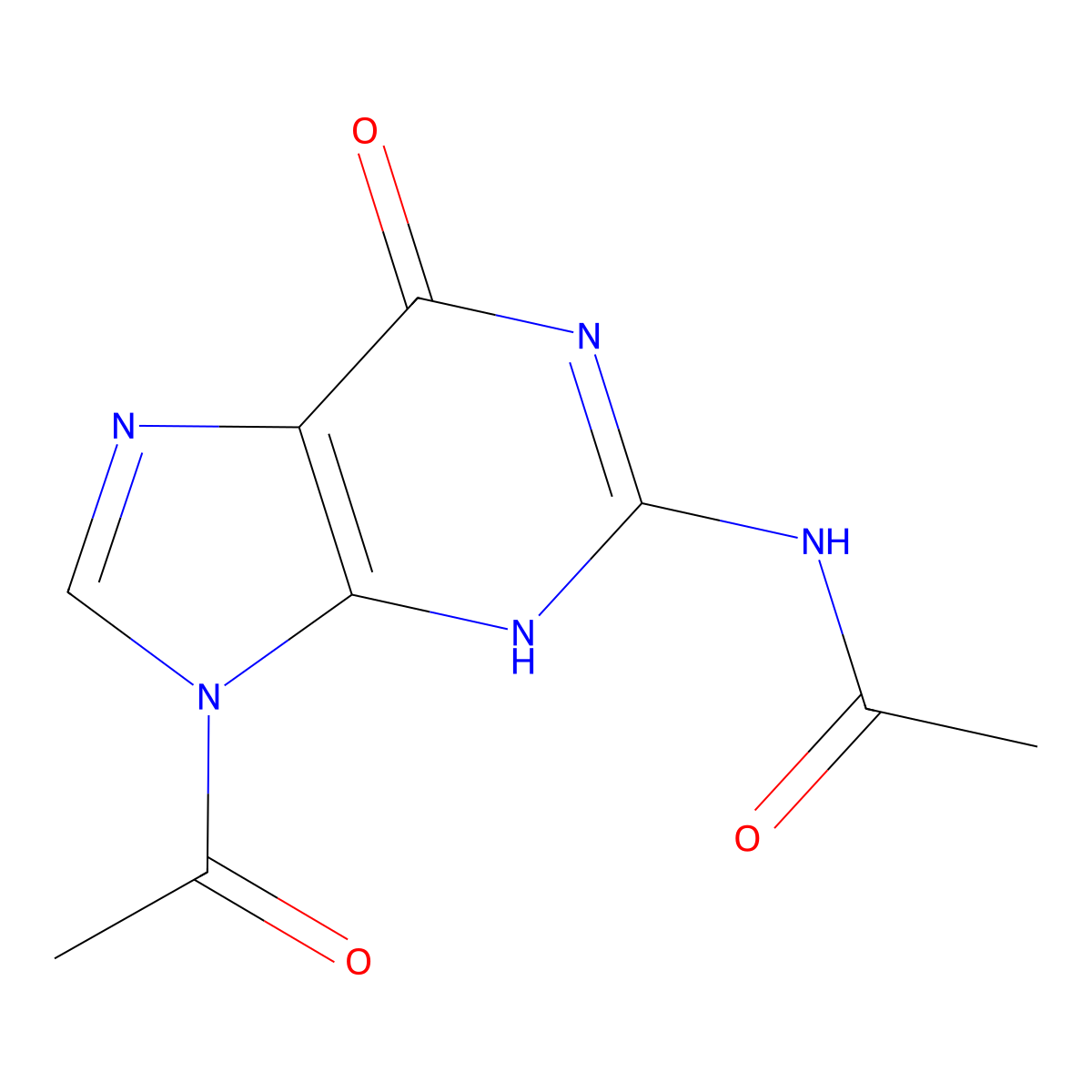 N-(9-acetyl-6-oxo-3H-purin-2-yl)acetamide molecular structure, CAS 3056-33-5
