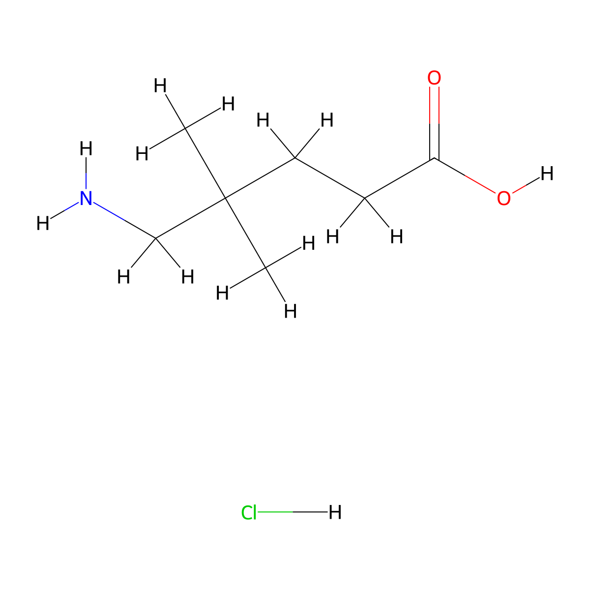 5-Amino-4,4-dimethylpentanoic acid hydrochloride molecular structure, CAS 3056-94-8