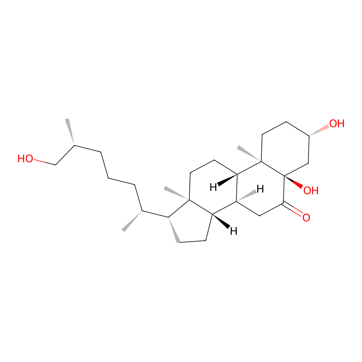 (3S,5R,8S,9S,10R,13R,14S,17R)-3,5-dihydroxy-17-[(2R,6R)-7-hydroxy-6-methylheptan-2-yl]-10,13-dimethyl-2,3,4,7,8,9,11,12,14,15,16,17-dodecahydro-1H-cyclopenta[a]phenanthren-6-one molecular structure, CAS 3056013-53-4