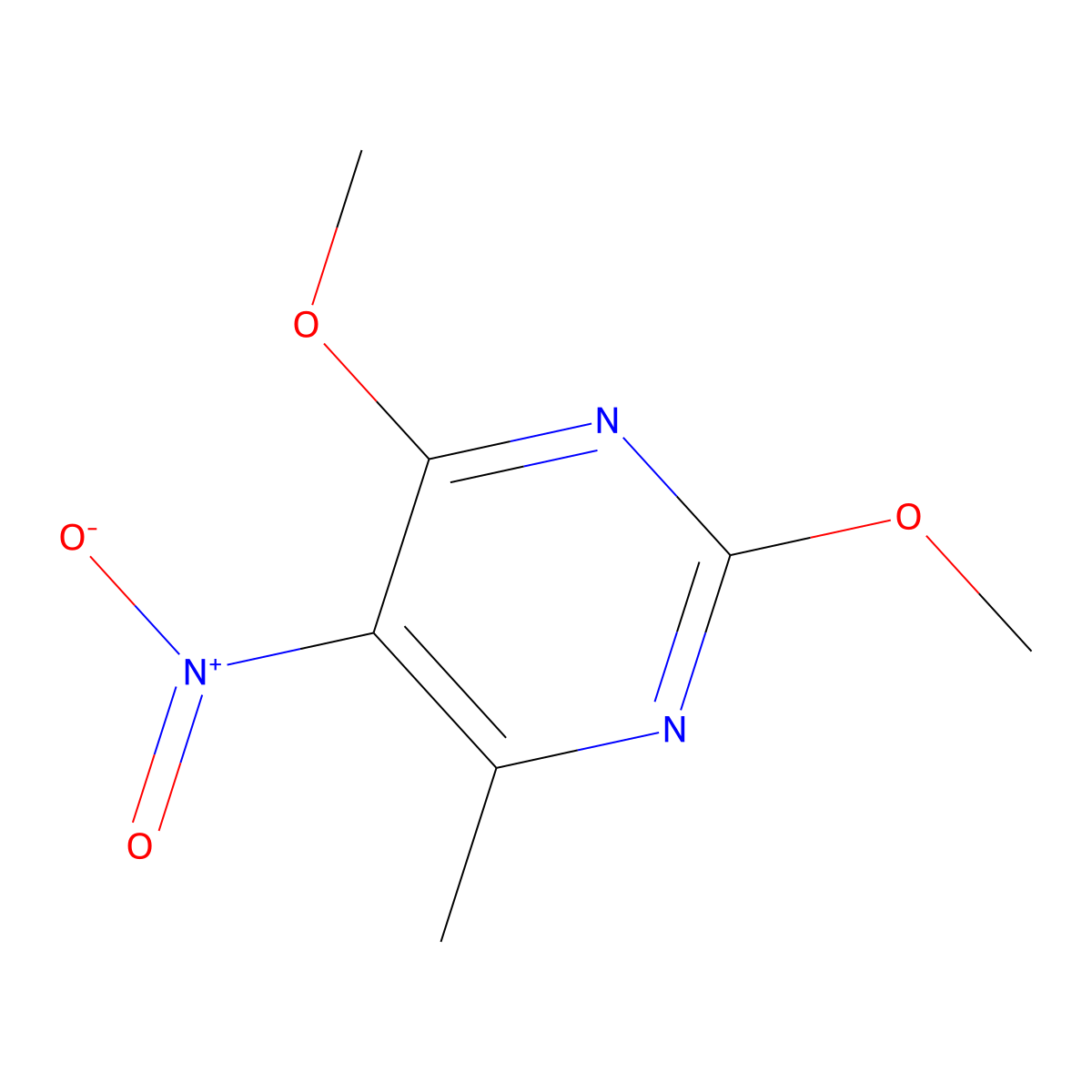 2,4-Dimethoxy-6-methyl-5-nitropyrimidine molecular structure, CAS 30561-09-2