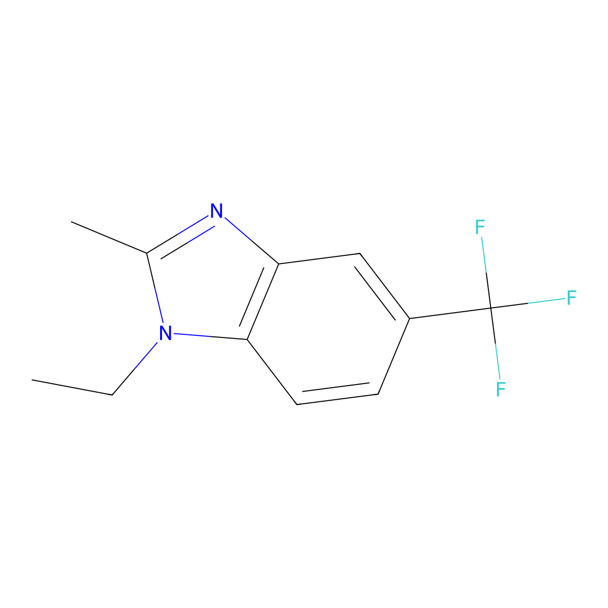 1H-Benzimidazole, 1-ethyl-2-methyl-5-(trifluoromethyl)- molecular structure, CAS 30563-77-0