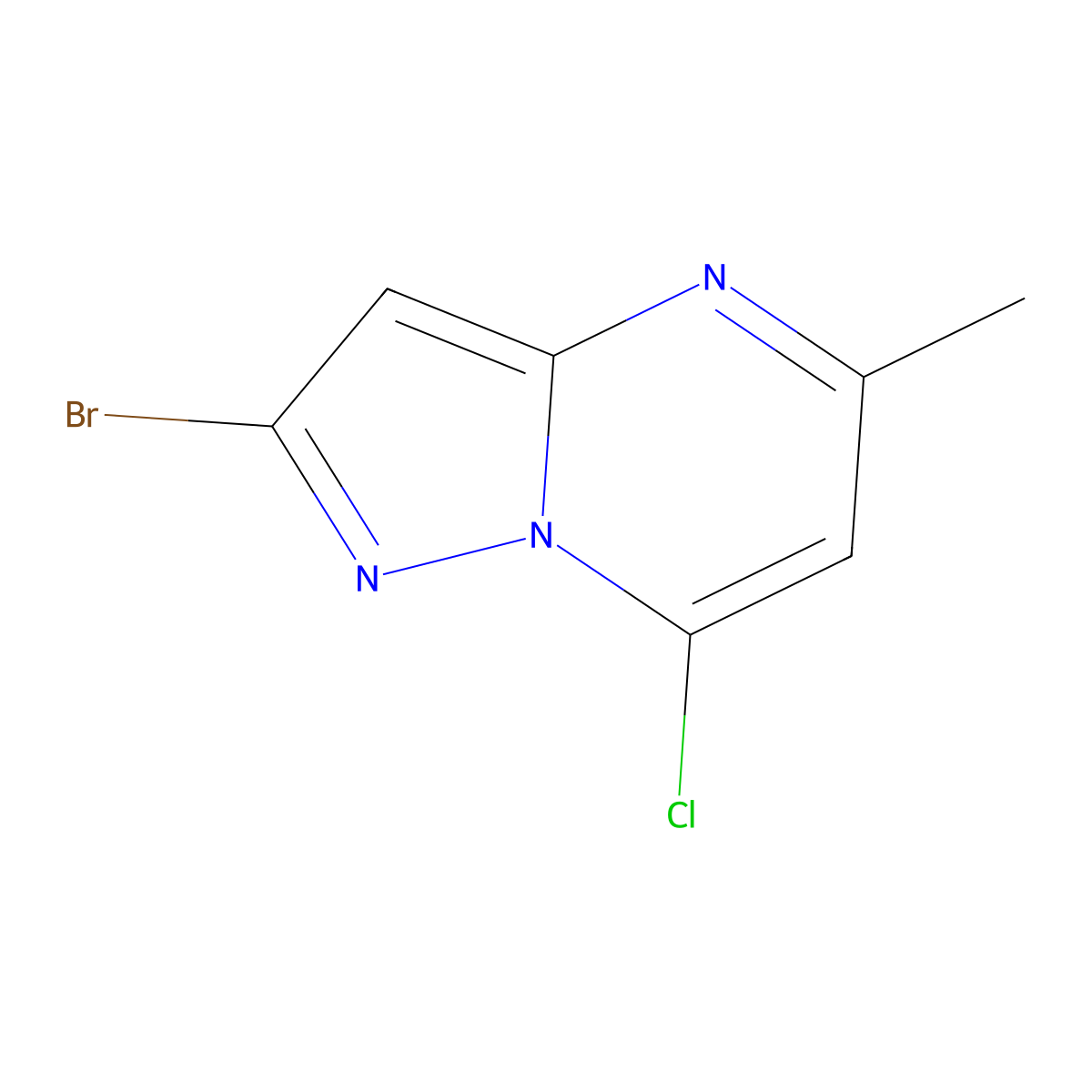 2-Bromo-7-chloro-5-methyl-pyrazolo[1,5-a]pyrimidine molecular structure, CAS 3056429-42-3