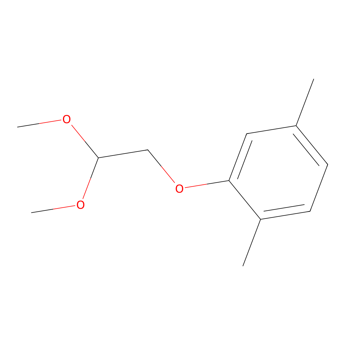 (2,5-Dimethylphenoxy)acetaldehyde dimethyl acetal molecular structure, CAS 30566-12-2