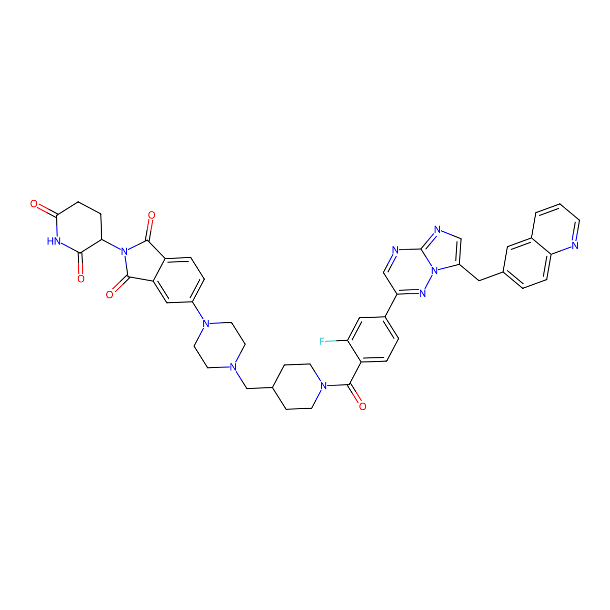 2-(2,6-Dioxopiperidin-3-yl)-5-[4-[[1-[2-fluoro-4-[7-(quinolin-6-ylmethyl)imidazo[1,2-b][1,2,4]triazin-2-yl]benzoyl]piperidin-4-yl]methyl]piperazin-1-yl]isoindole-1,3-dione molecular structure, CAS 3056647-52-7