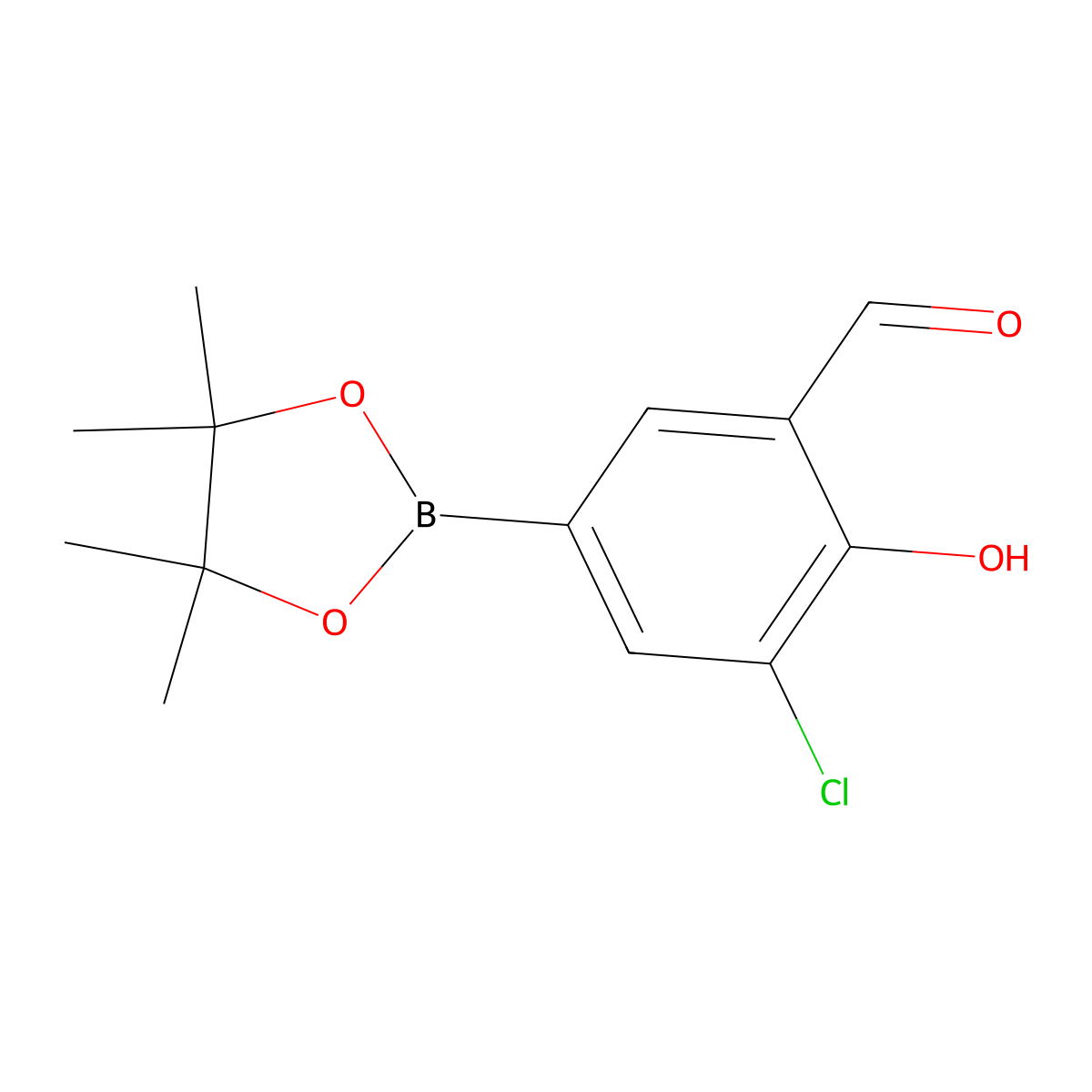 3-Chloro-2-hydroxy-5-(4,4,5,5-tetramethyl-1,3,2-dioxaborolan-2-YL)benzaldehyde molecular structure, CAS 3056716-58-3