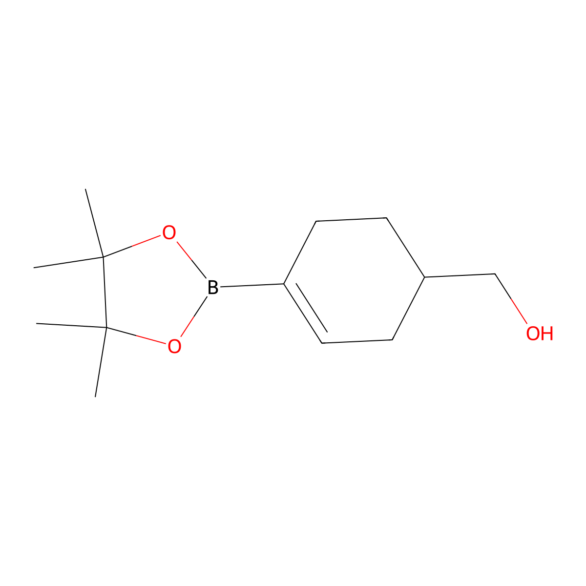 (4-(4,4,5,5-Tetramethyl-1,3,2-dioxaborolan-2-yl)cyclohex-3-en-1-yl)methanol molecular structure, CAS 3056833-36-1