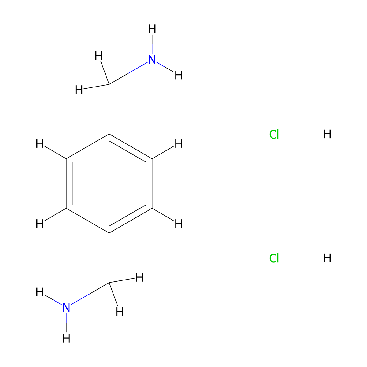 1,4-Phenylenedimethanamine dihydrochloride molecular structure, CAS 3057-45-2