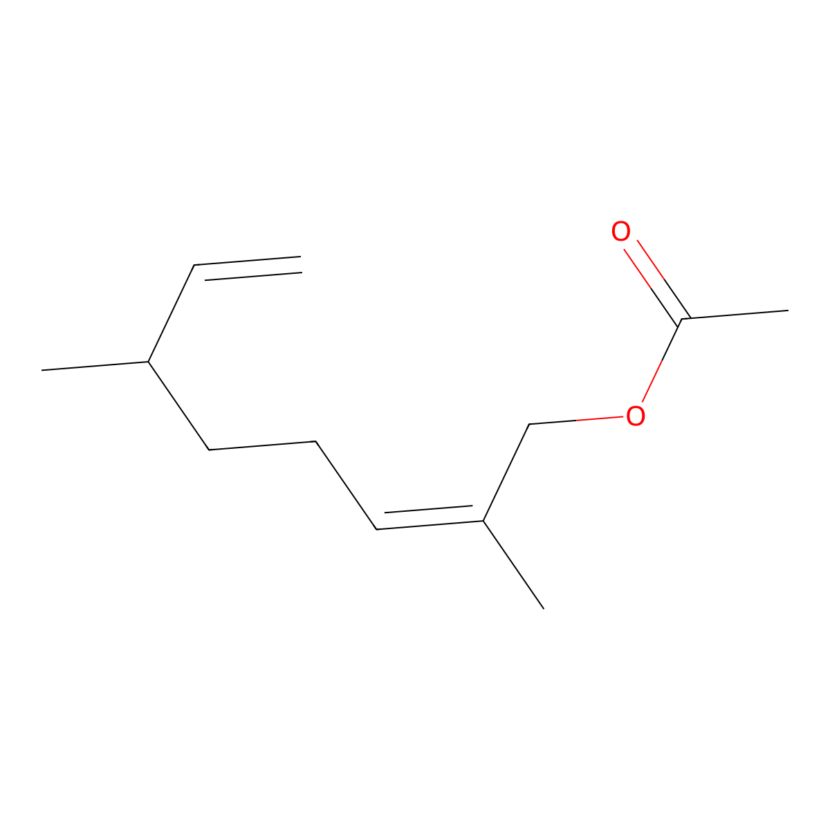 2,7-Octadien-1-ol, 2,6-dimethyl-, 1-acetate molecular structure, CAS 30574-44-8