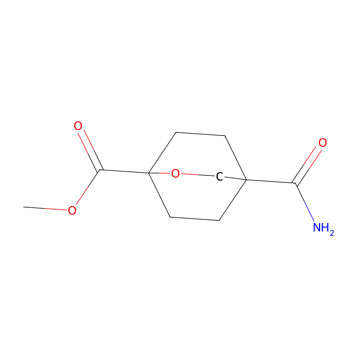 Methyl 4-carbamoyl-2-oxabicyclo[2.2.2]octane-1-carboxylate molecular structure, CAS 3057544-36-9