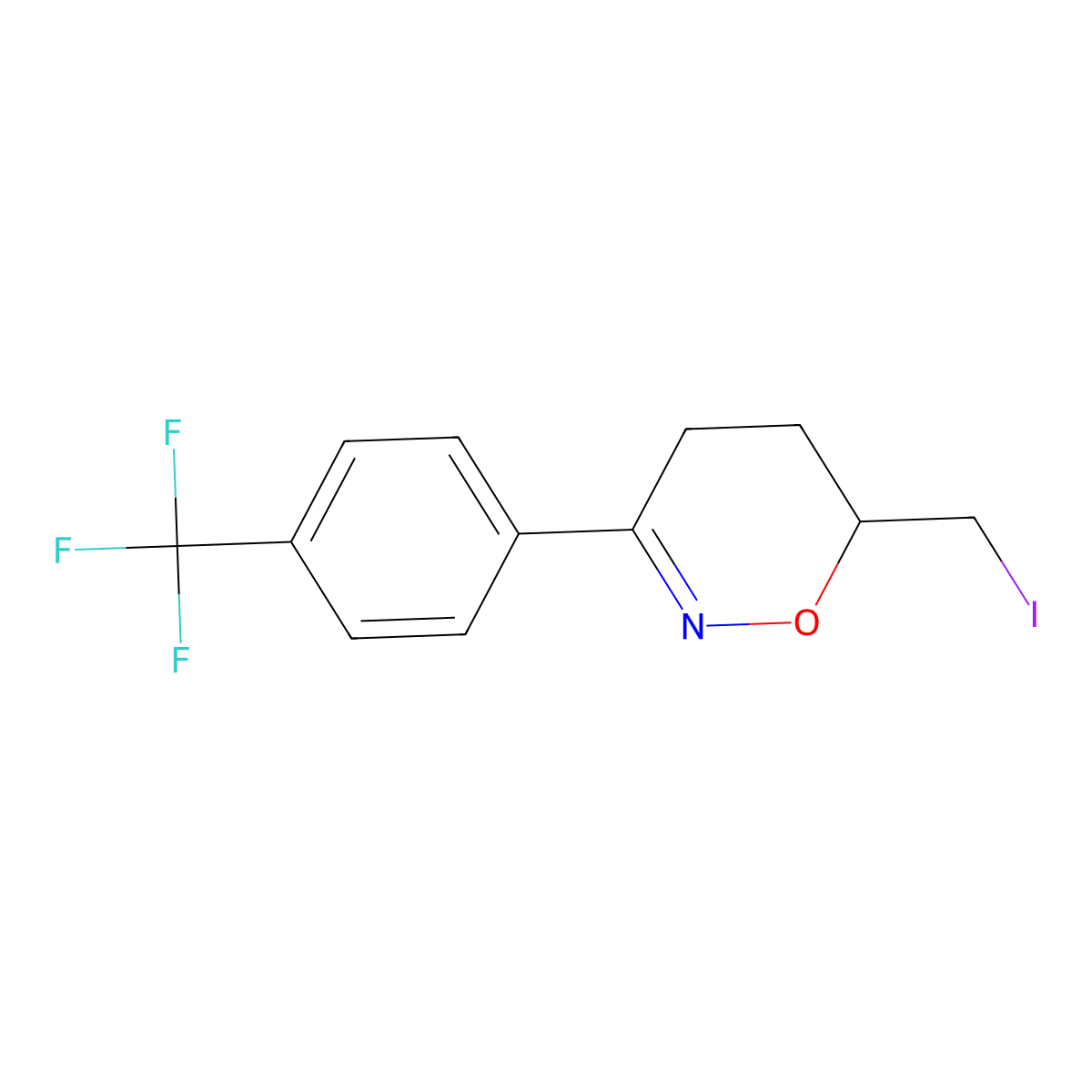 6-(Iodomethyl)-3-[4-(trifluoromethyl)phenyl]-6H,5H,4H-1,2-oxazine molecular structure, CAS 3057621-28-7