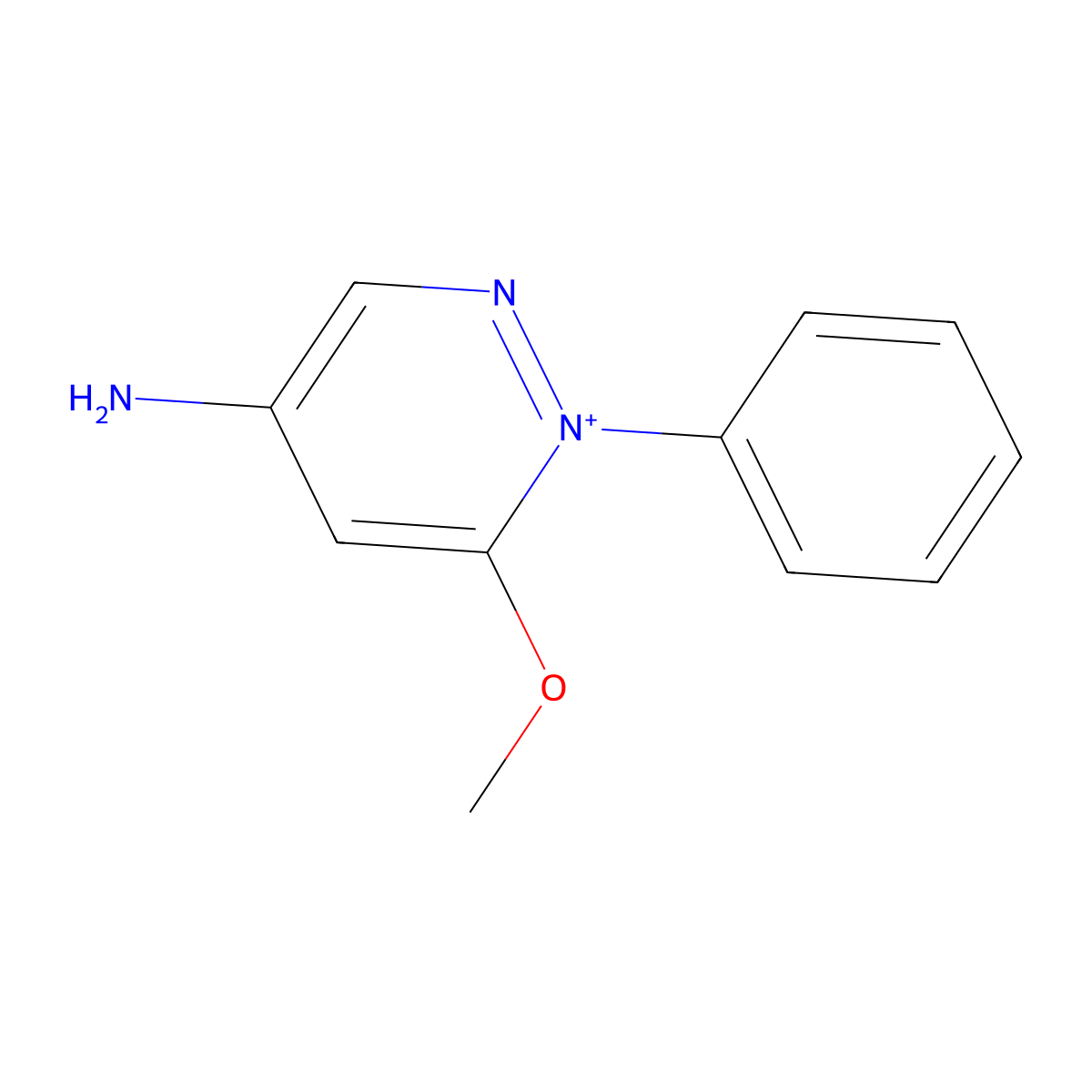 4-Amino-6-methoxy-1-phenylpyridazinium molecular structure, CAS 30578-37-1