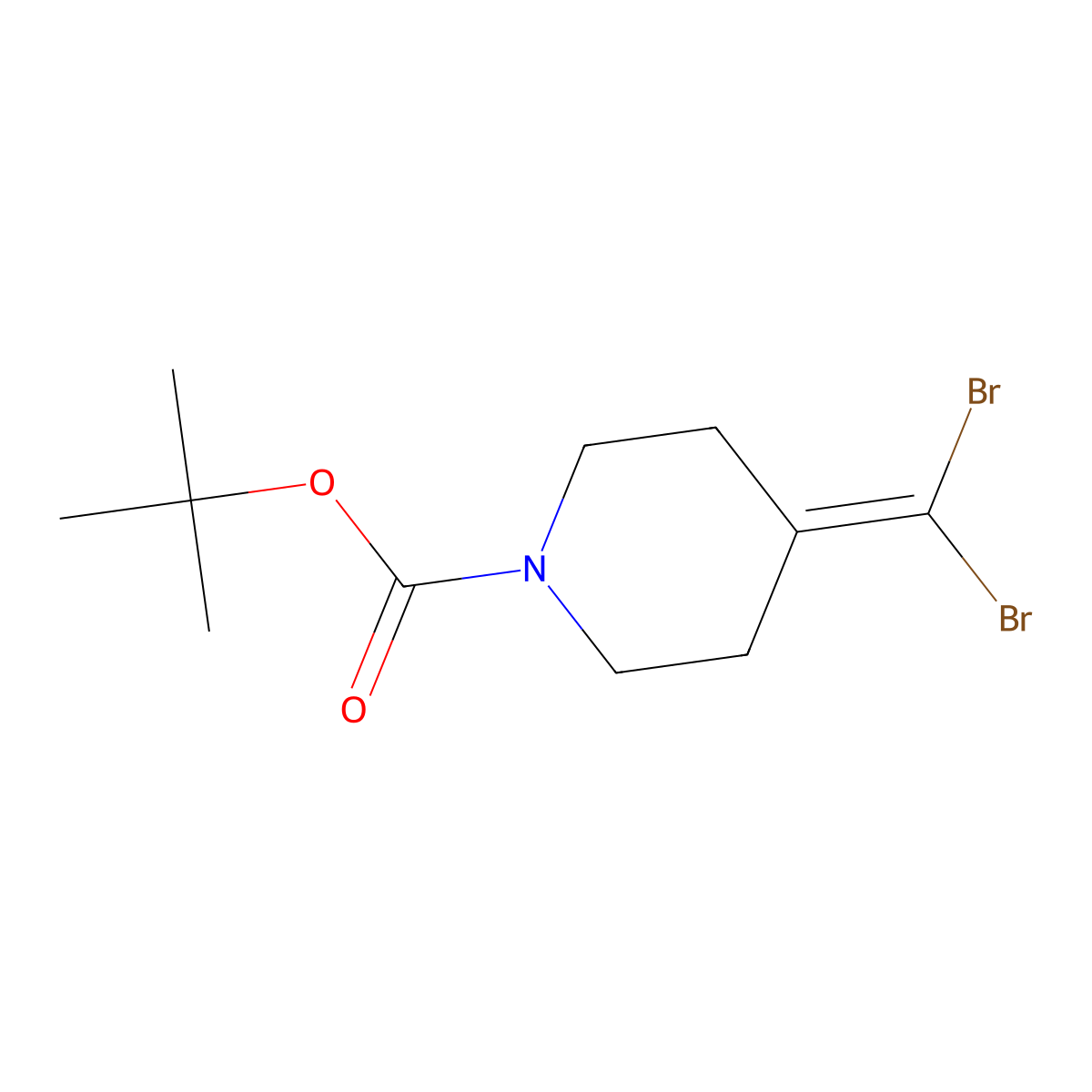 Tert-butyl 4-(dibromomethylene)piperidine-1-carboxylate molecular structure, CAS 305794-65-4