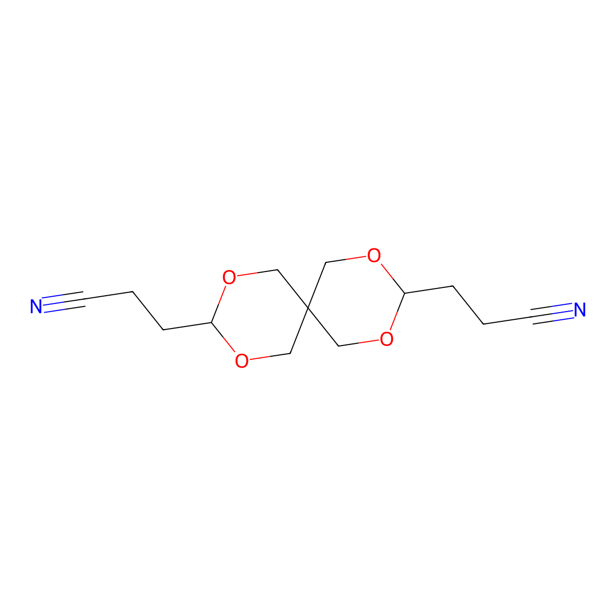2,4,8,10-Tetraoxaspiro[5.5]undecane-3,9-dipropanenitrile molecular structure, CAS 3058-04-6