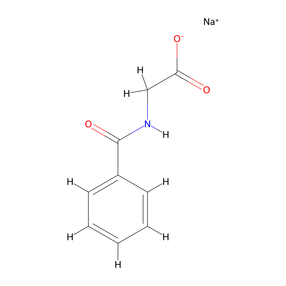 Hippuric acid, monosodium salt molecular structure, CAS 305808-27-9